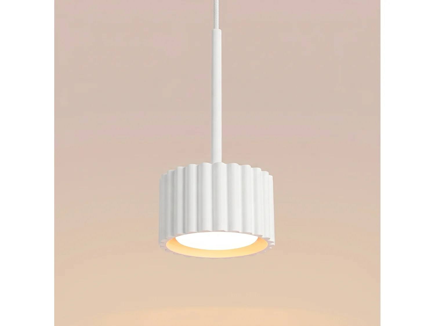Lampe suspendue minimaliste en aluminium - 1 sources lumineuses - L.10 x H.125 cm - blanc
