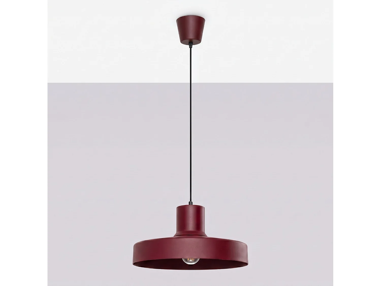 Lampe suspendue moderne en acier - 1 sources lumineuses - L.35 x H.120 cm - bordeaux
