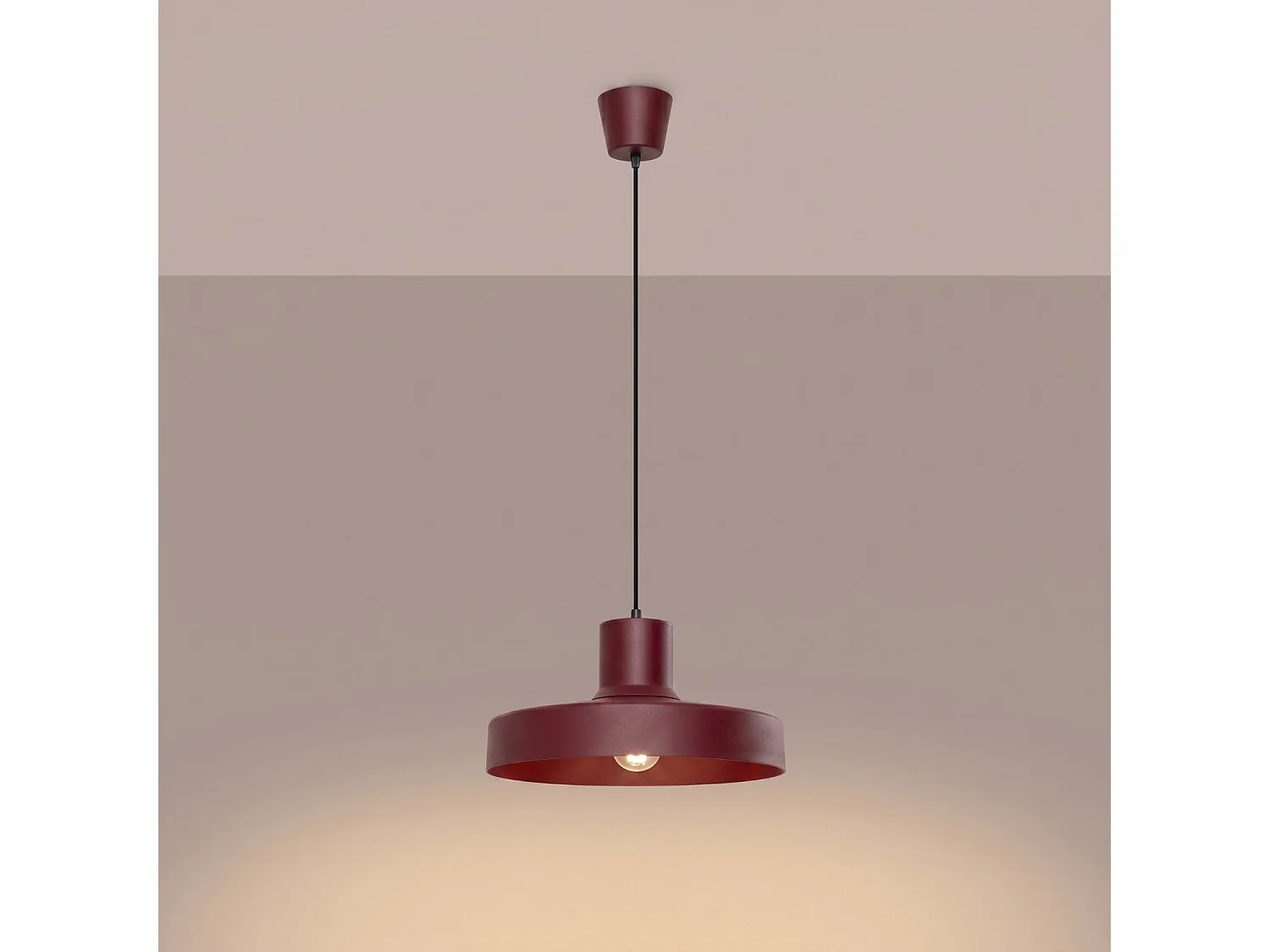 Lampe suspendue moderne en acier - 1 sources lumineuses - L.35 x H.120 cm - bordeaux