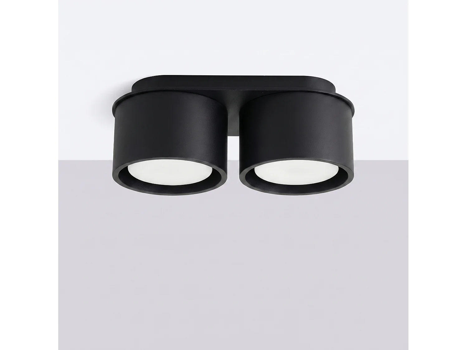 Plafonnier minimaliste en aluminium - 2 sources lumineuses - L.21 x H.8 cm - noir