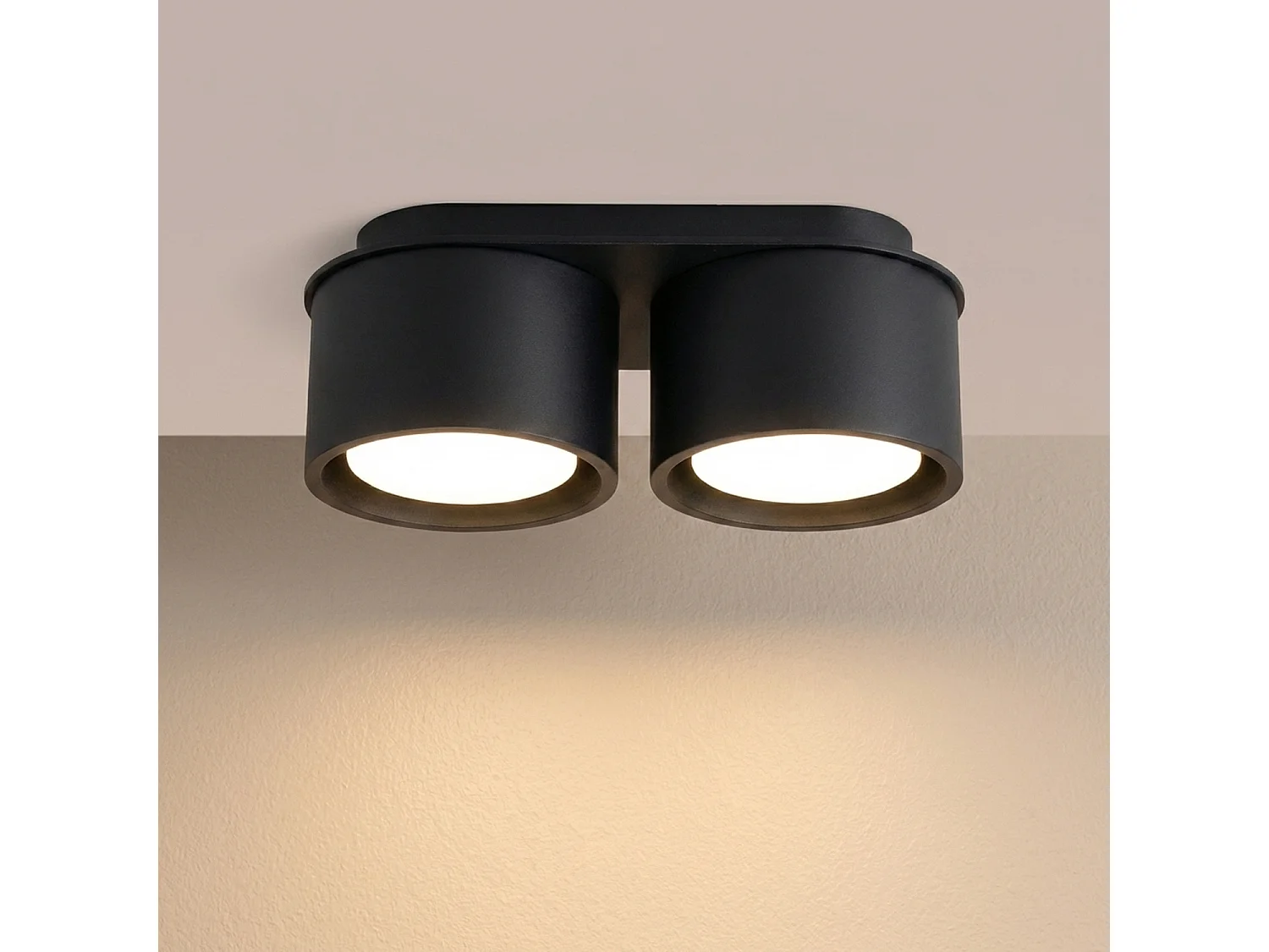 Plafonnier minimaliste en aluminium - 2 sources lumineuses - L.21 x H.8 cm - noir