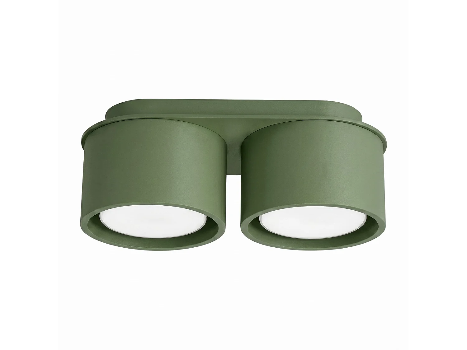 Plafonnier minimaliste en aluminium - 2 sources lumineuses - L.21 x H.8 cm - vert olive