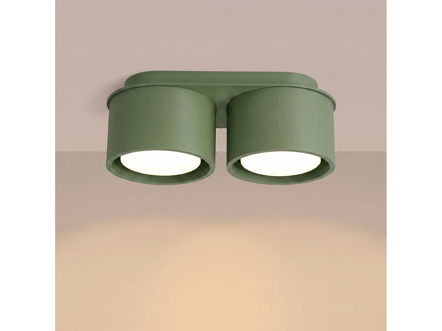 Plafonnier minimaliste en aluminium - 2 sources lumineuses - L.21 x H.8 cm - vert olive