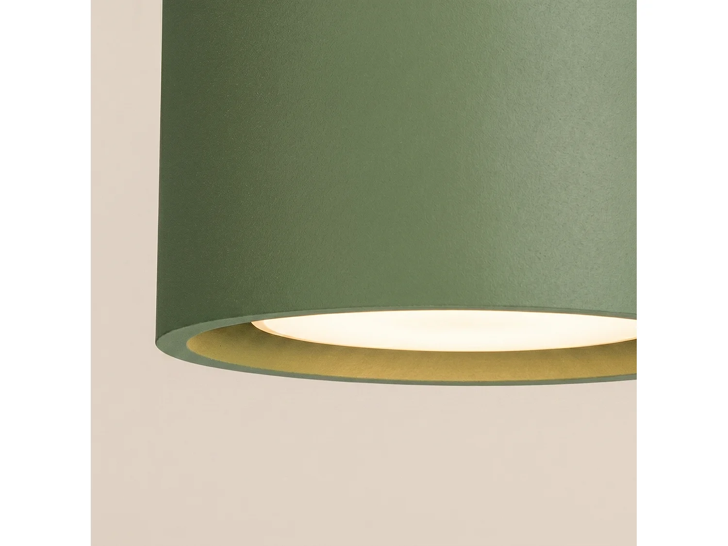 Plafonnier minimaliste en aluminium - 2 sources lumineuses - L.21 x H.8 cm - vert olive