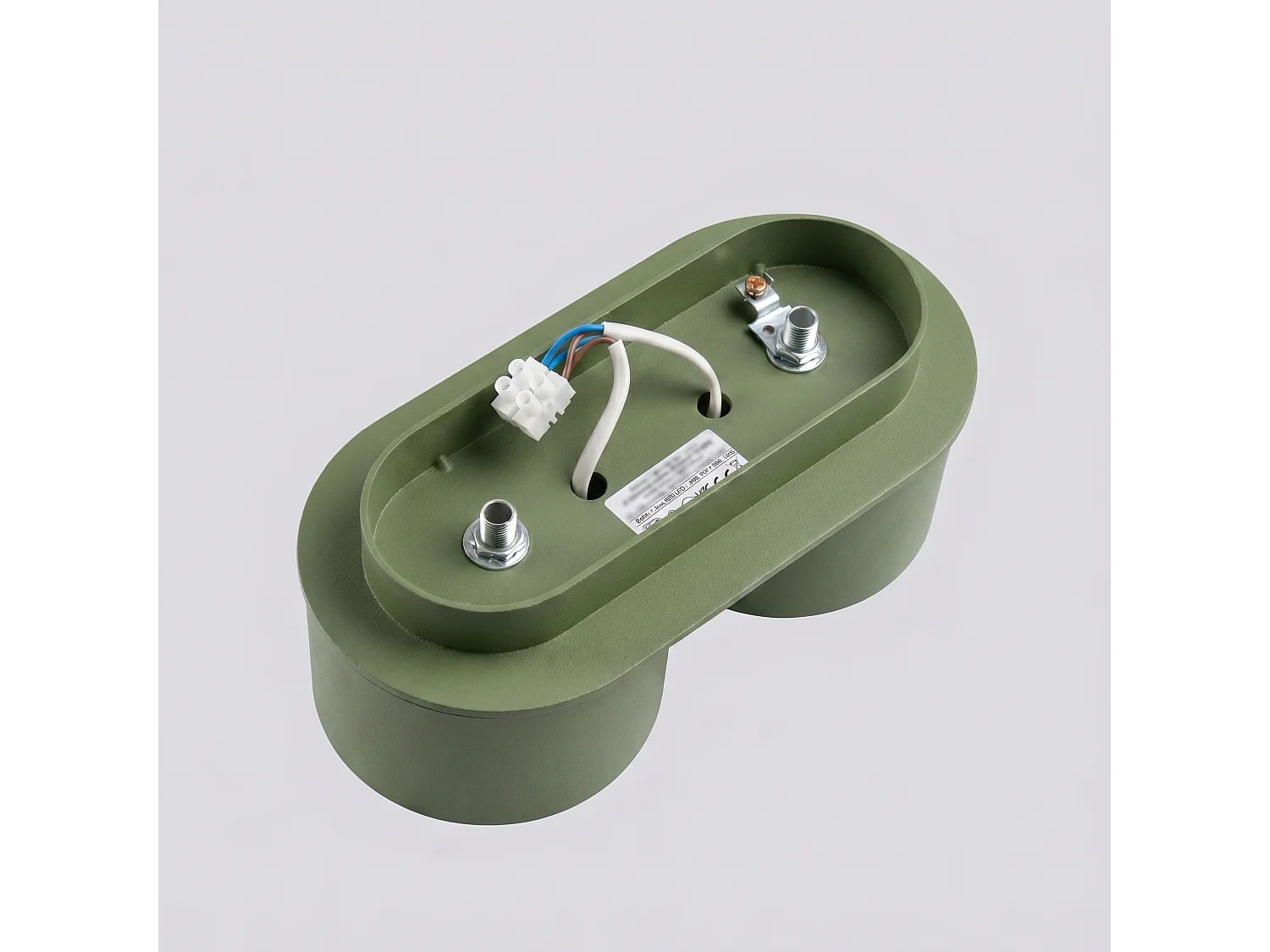Plafonnier minimaliste en aluminium - 2 sources lumineuses - L.21 x H.8 cm - vert olive