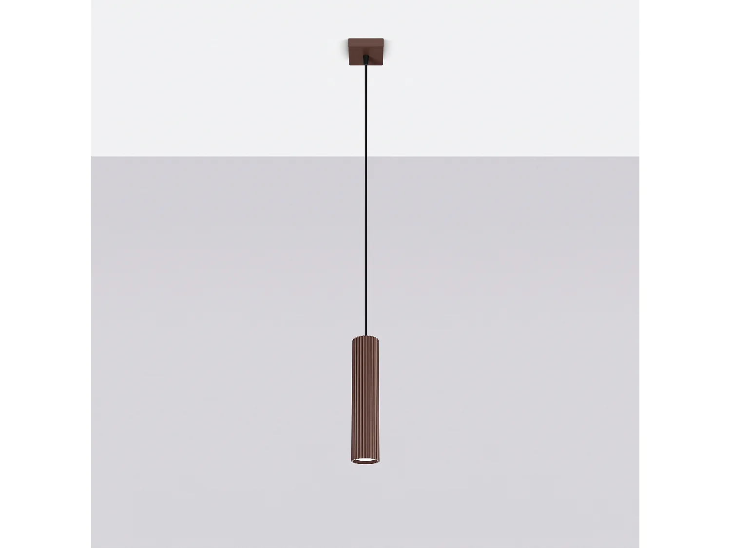 Lampe suspendue minimaliste en aluminium - 1 sources lumineuses - L.8 x H.118 cm - marron
