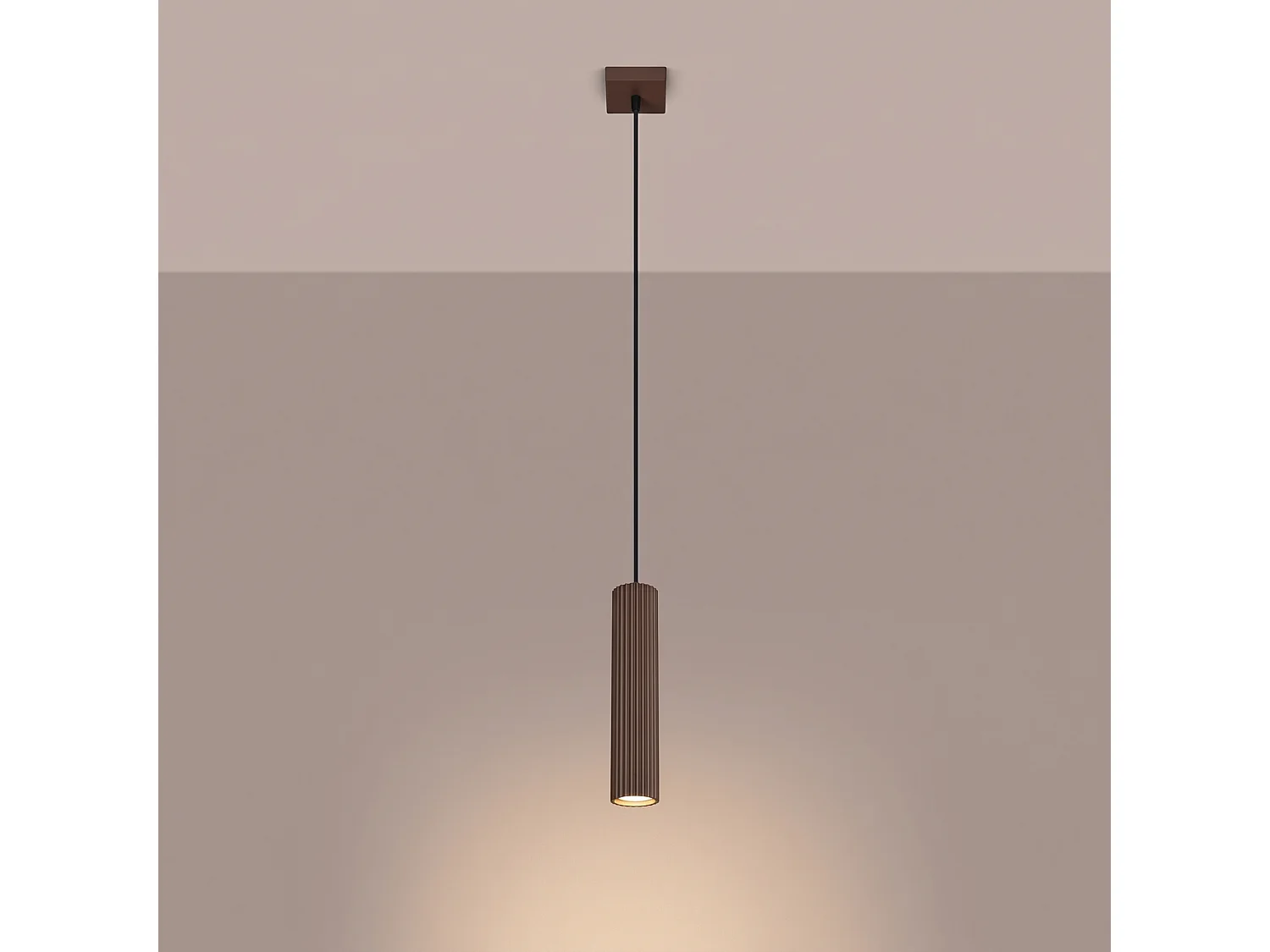 Lampe suspendue minimaliste en aluminium - 1 sources lumineuses - L.8 x H.118 cm - marron