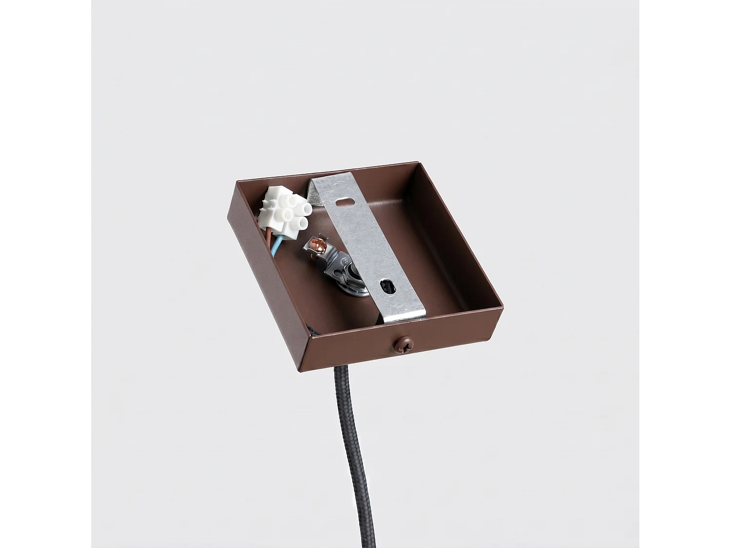 Lampe suspendue minimaliste en aluminium - 1 sources lumineuses - L.8 x H.118 cm - marron