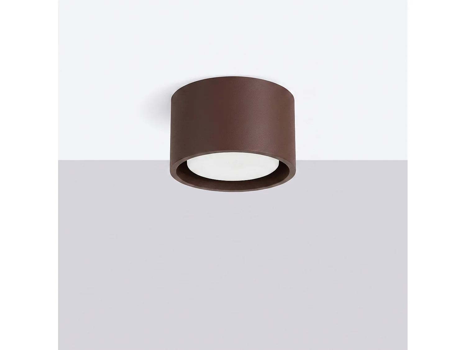 Plafonnier minimaliste en aluminium - 1 sources lumineuses - L.10 x H.6 cm - marron