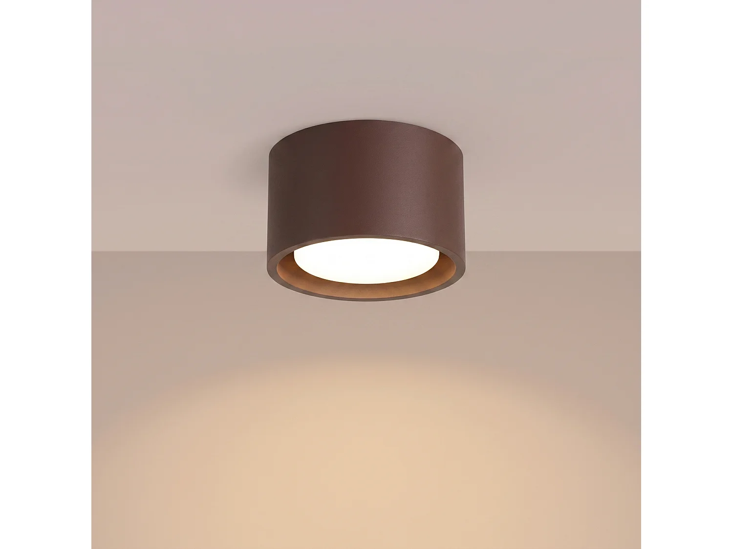 Plafonnier minimaliste en aluminium - 1 sources lumineuses - L.10 x H.6 cm - marron