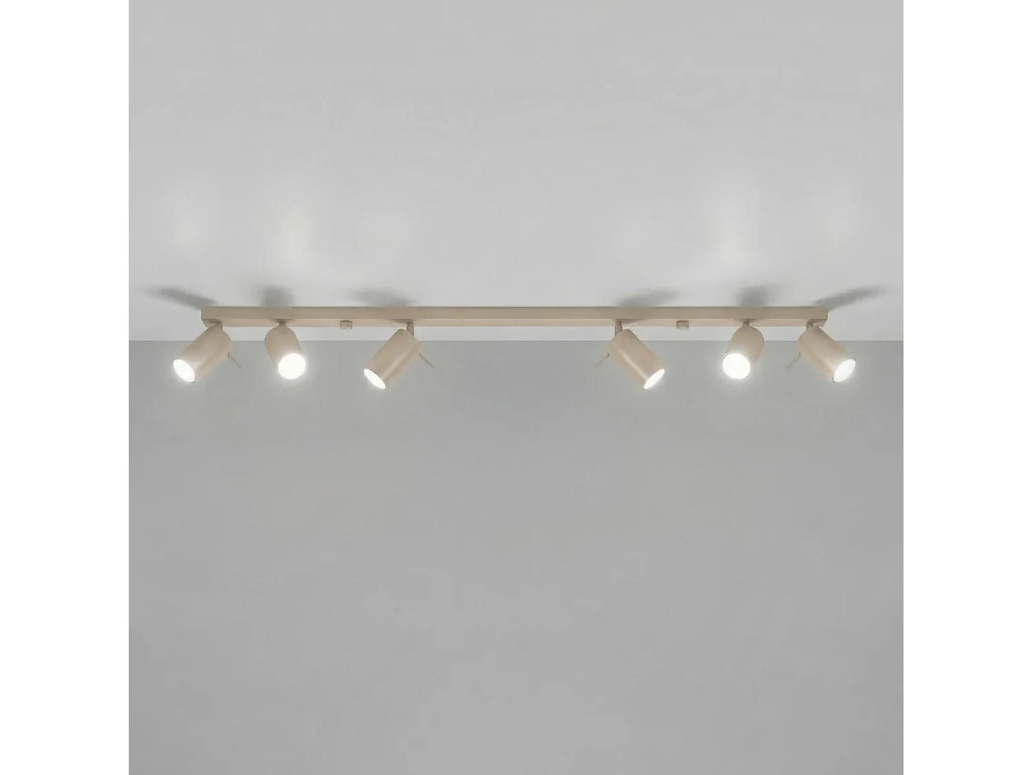Plafonnier moderne en acier - 6 sources lumineuses - L.118 x H.16 cm - taupe