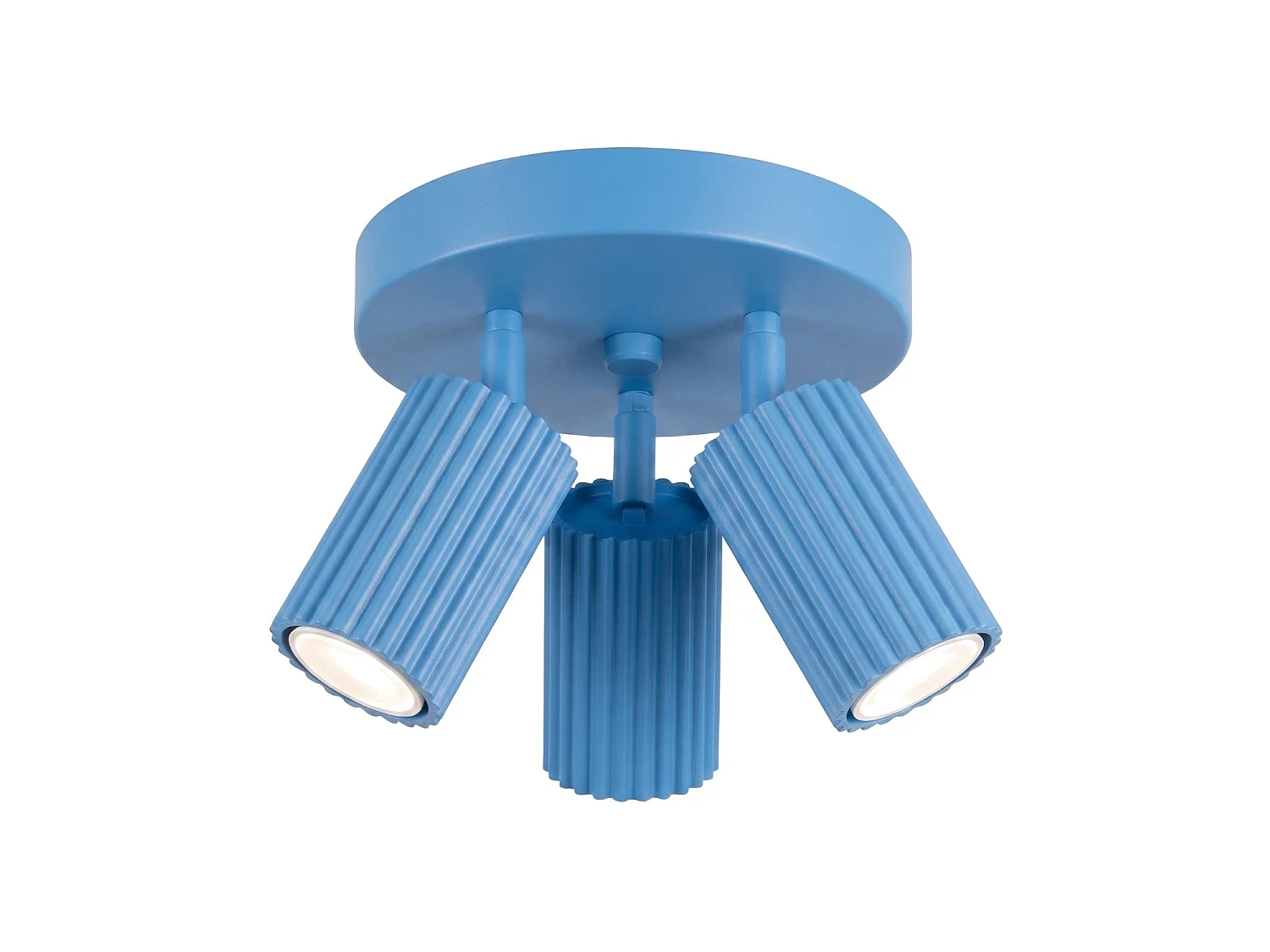 Plafonnier minimaliste en aluminium - 3 sources lumineuses - L.19,5 x H.18 cm - bleu clair