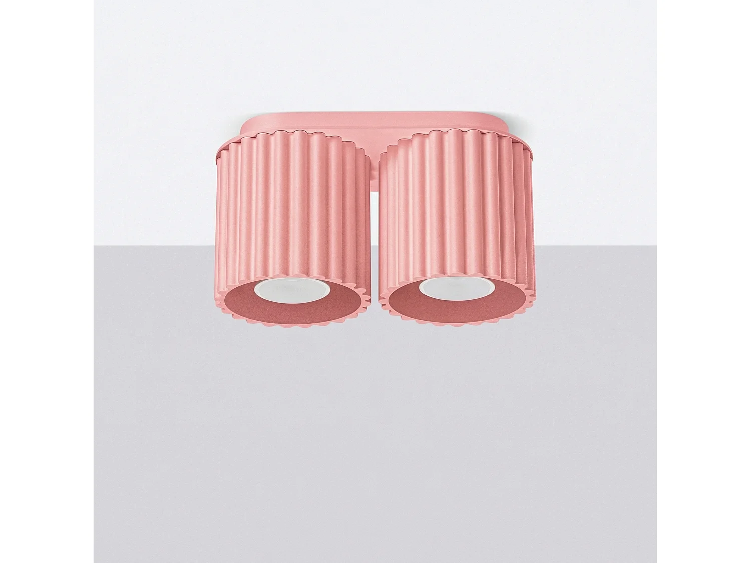 Plafonnier minimaliste en aluminium - 2 sources lumineuses - L.21 x H.12 cm - rose