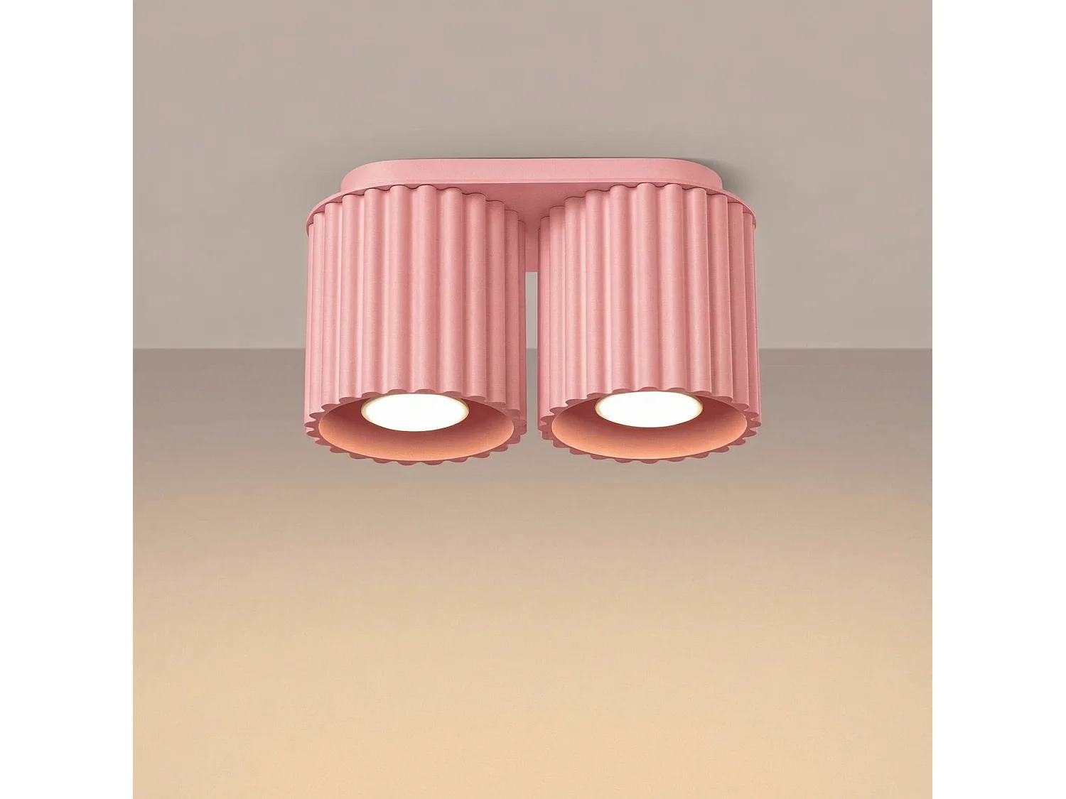 Plafonnier minimaliste en aluminium - 2 sources lumineuses - L.21 x H.12 cm - rose