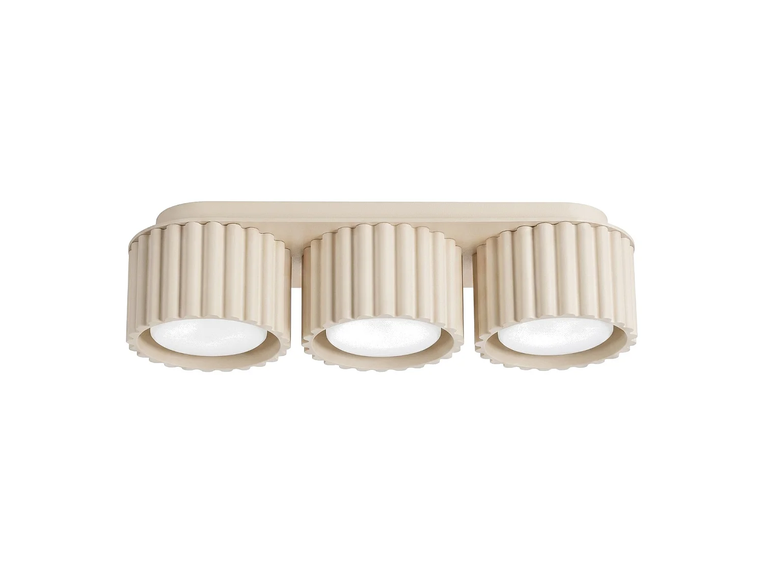 Plafonnier minimaliste en aluminium - 3 sources lumineuses - L.32,5 x H.8 cm - beige