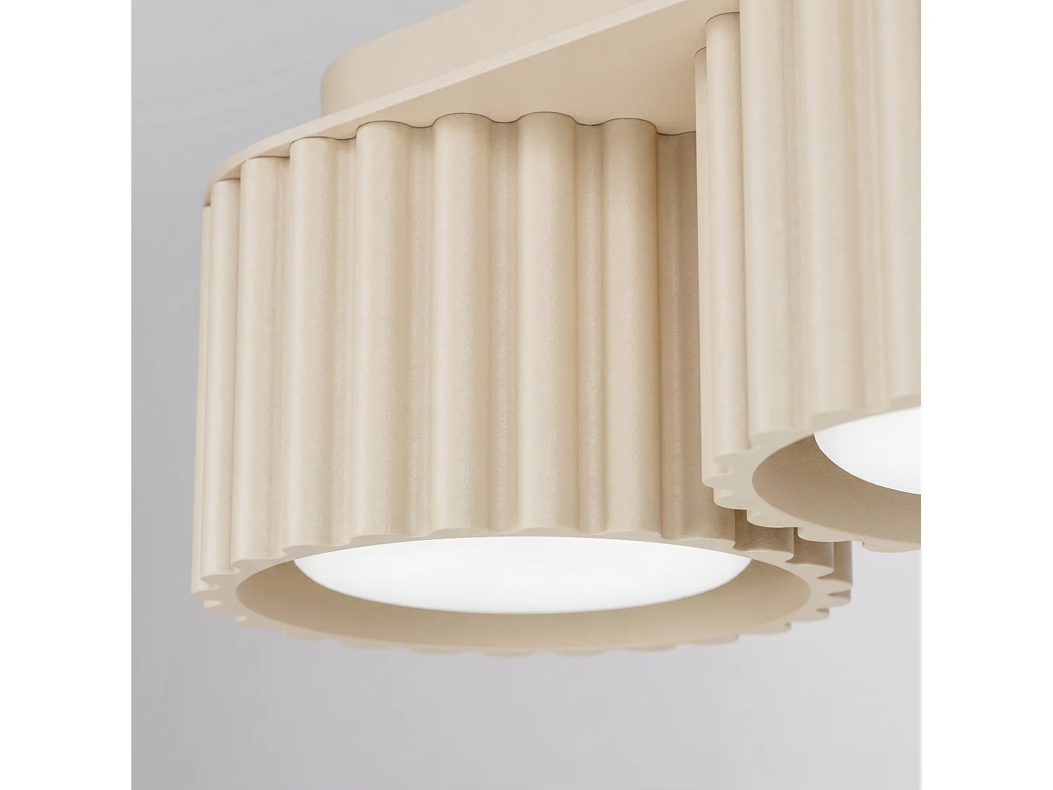 Plafonnier minimaliste en aluminium - 3 sources lumineuses - L.32,5 x H.8 cm - beige