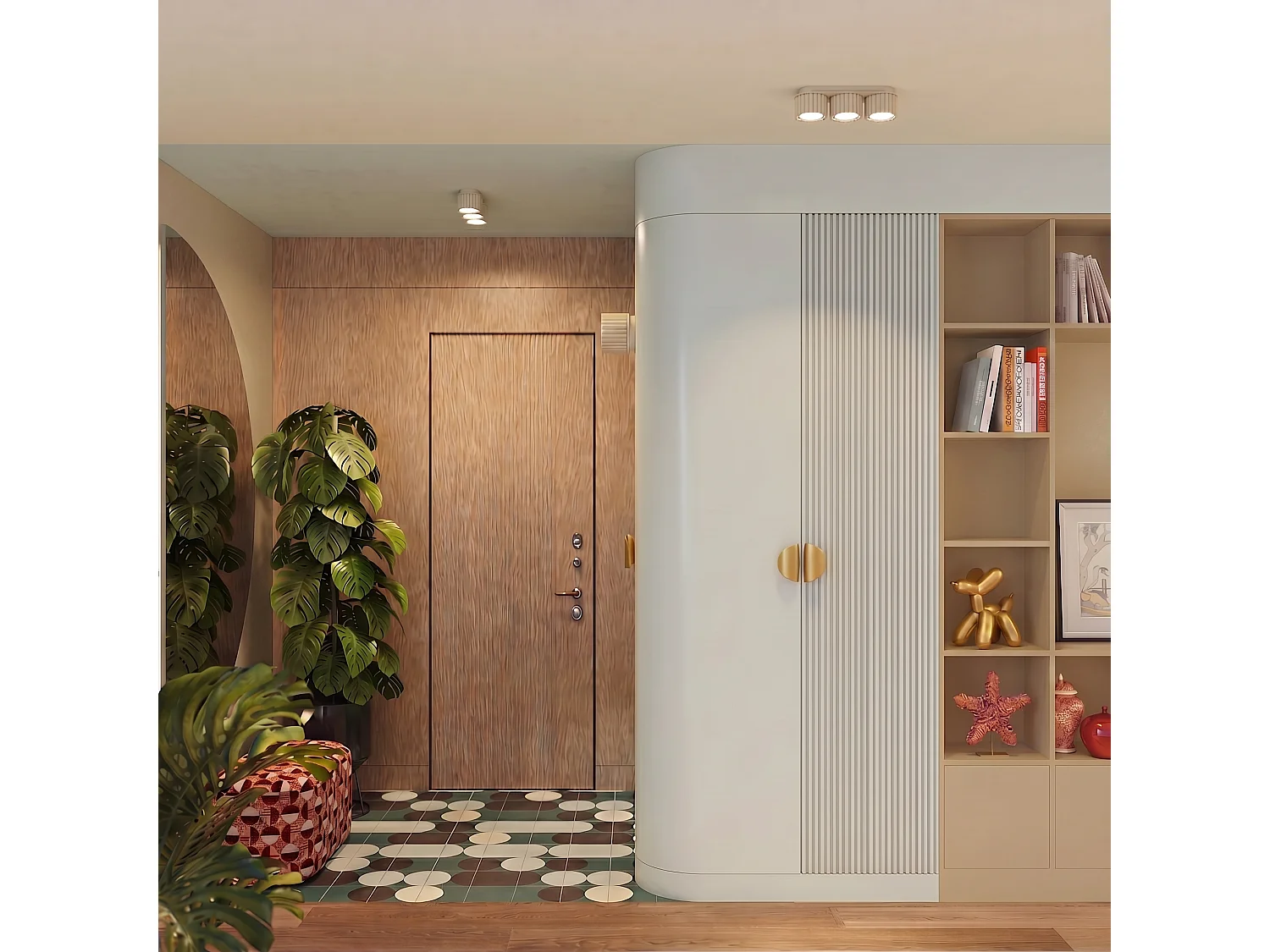 Plafonnier minimaliste en aluminium - 3 sources lumineuses - L.32,5 x H.8 cm - beige