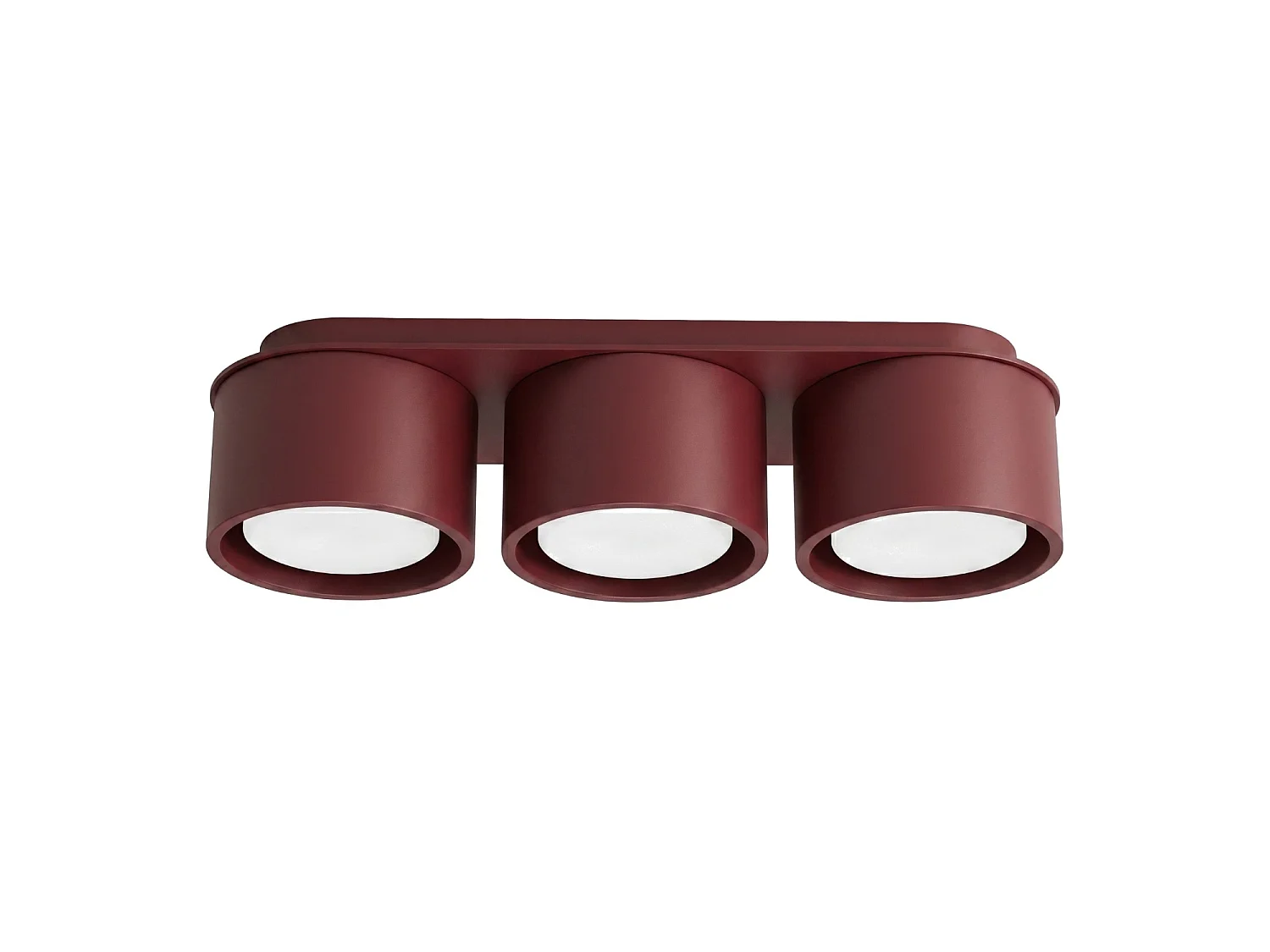 Plafonnier minimaliste en aluminium - 3 sources lumineuses - L.32,4 x H.8,2 cm - bordeaux
