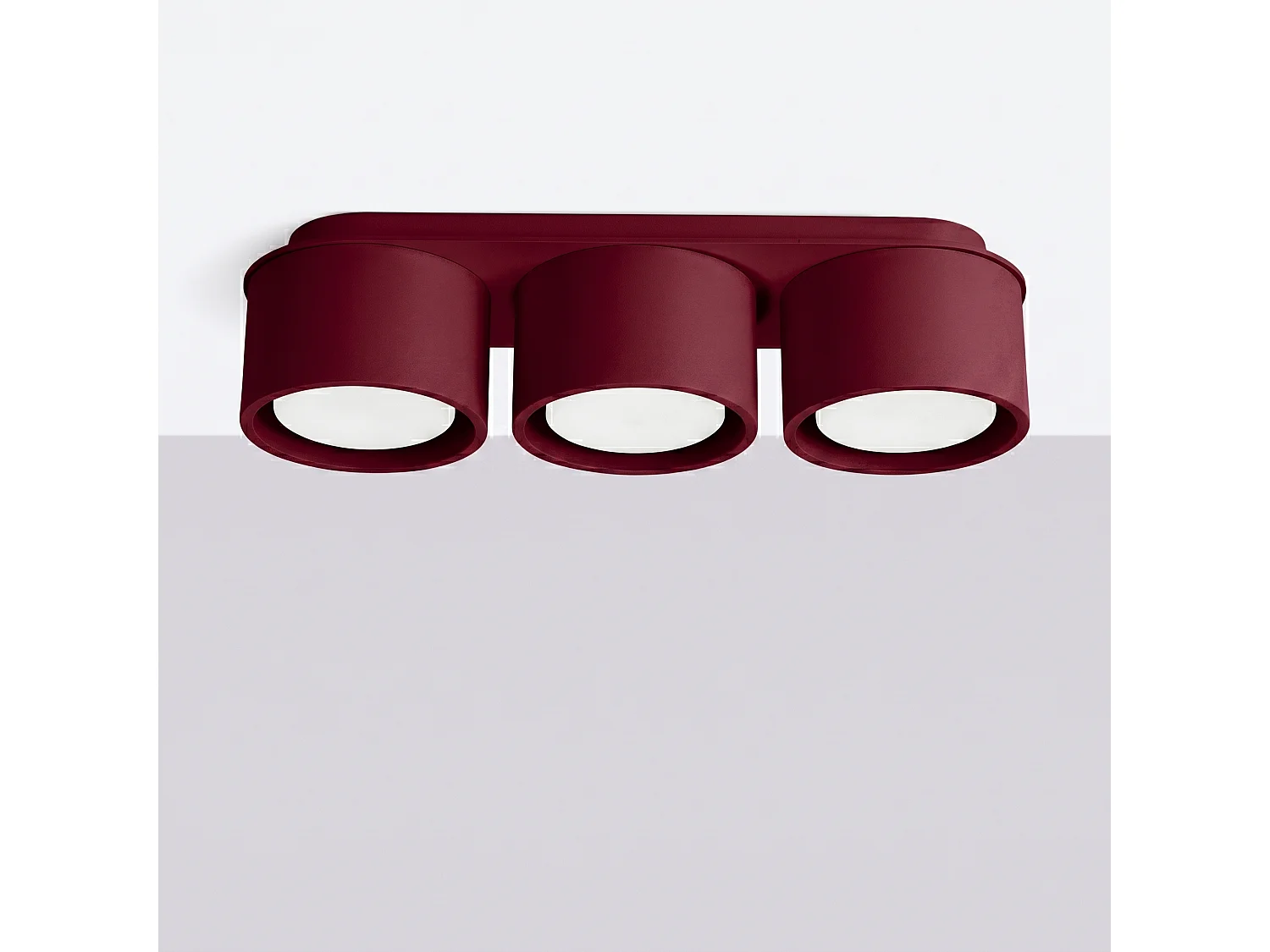 Plafonnier minimaliste en aluminium - 3 sources lumineuses - L.32,4 x H.8,2 cm - bordeaux