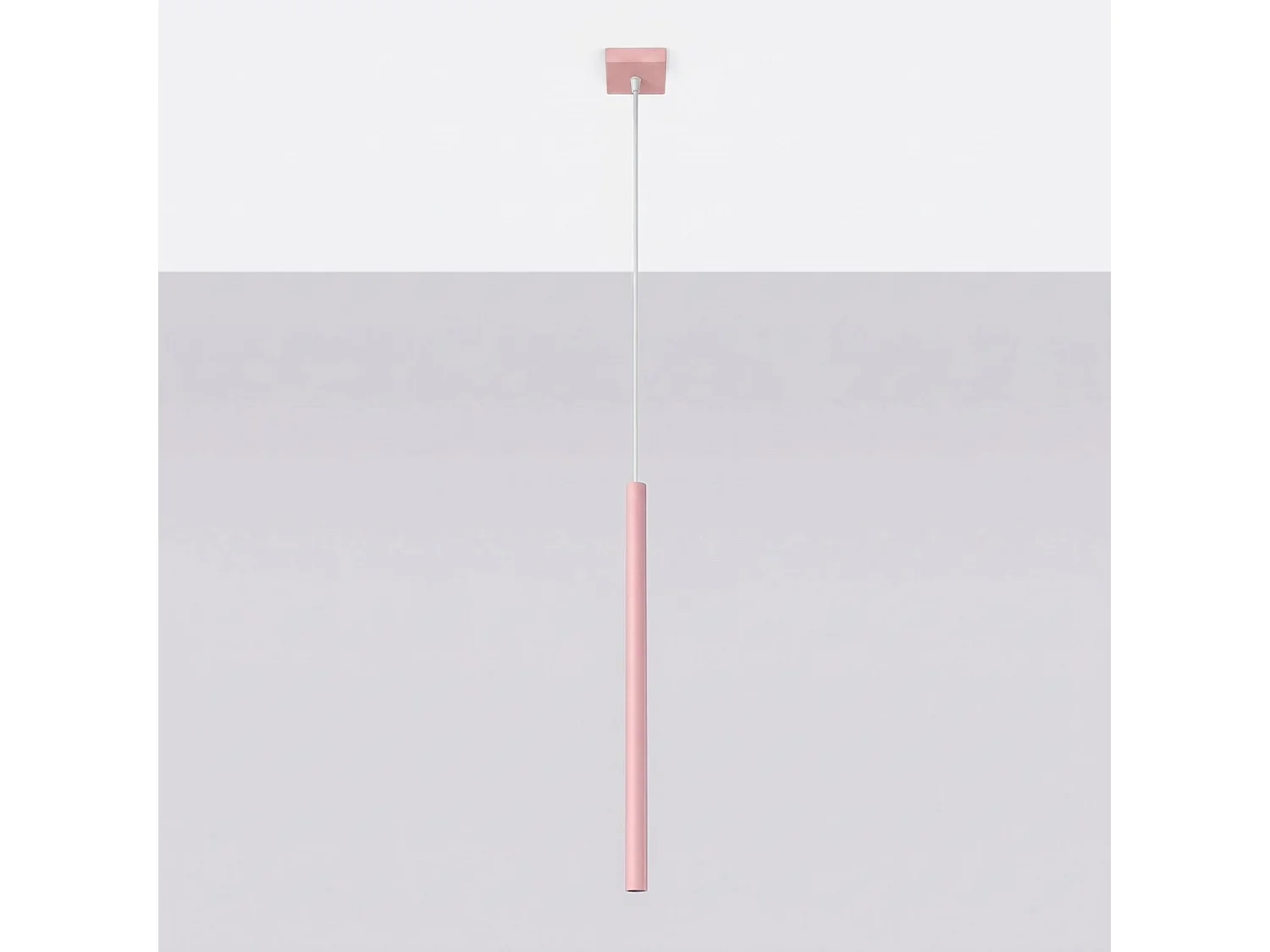 Lampe suspendue moderne en acier - 1 sources lumineuses - L.8 x H.120 cm - rose