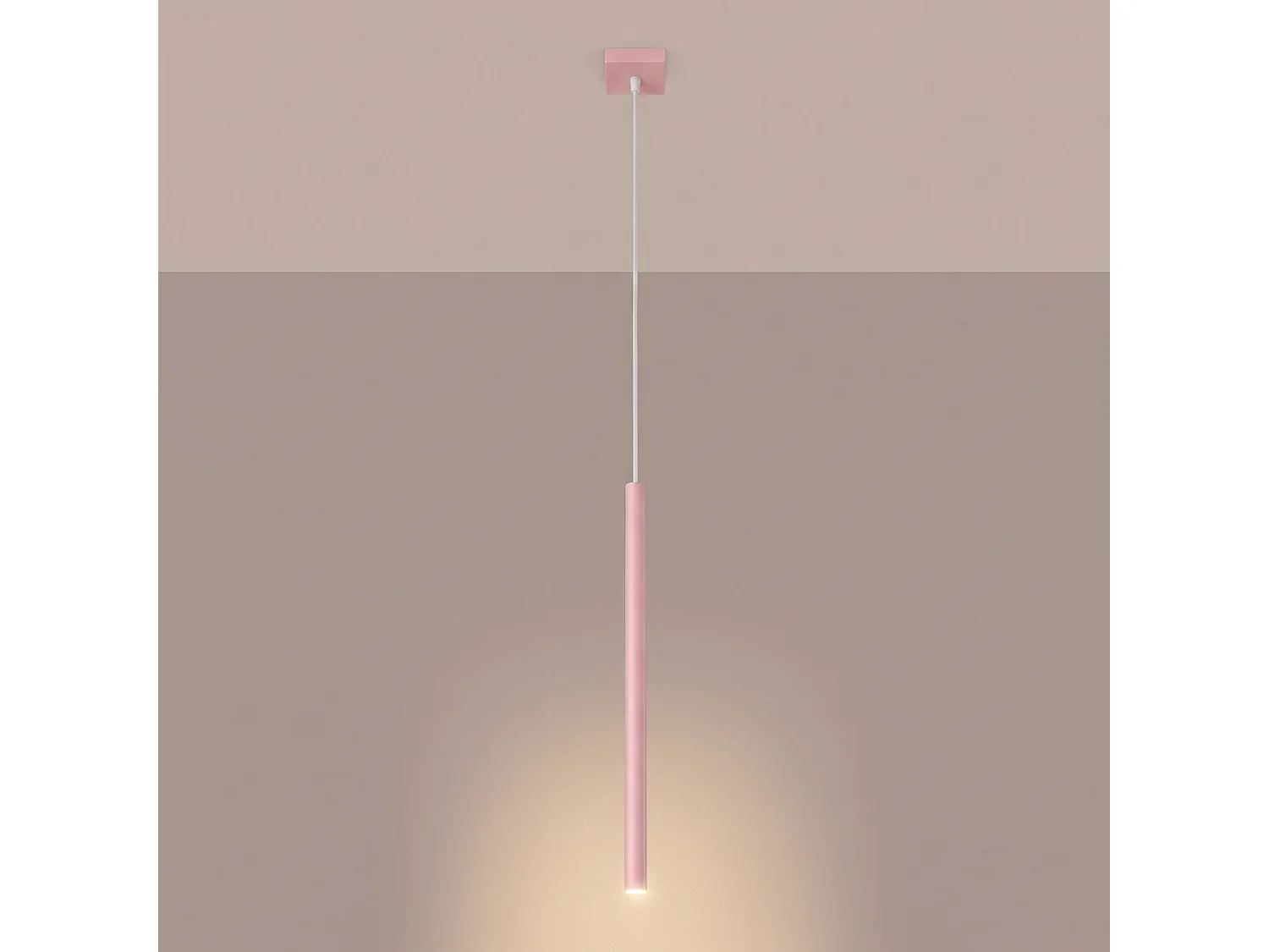 Lampe suspendue moderne en acier - 1 sources lumineuses - L.8 x H.120 cm - rose