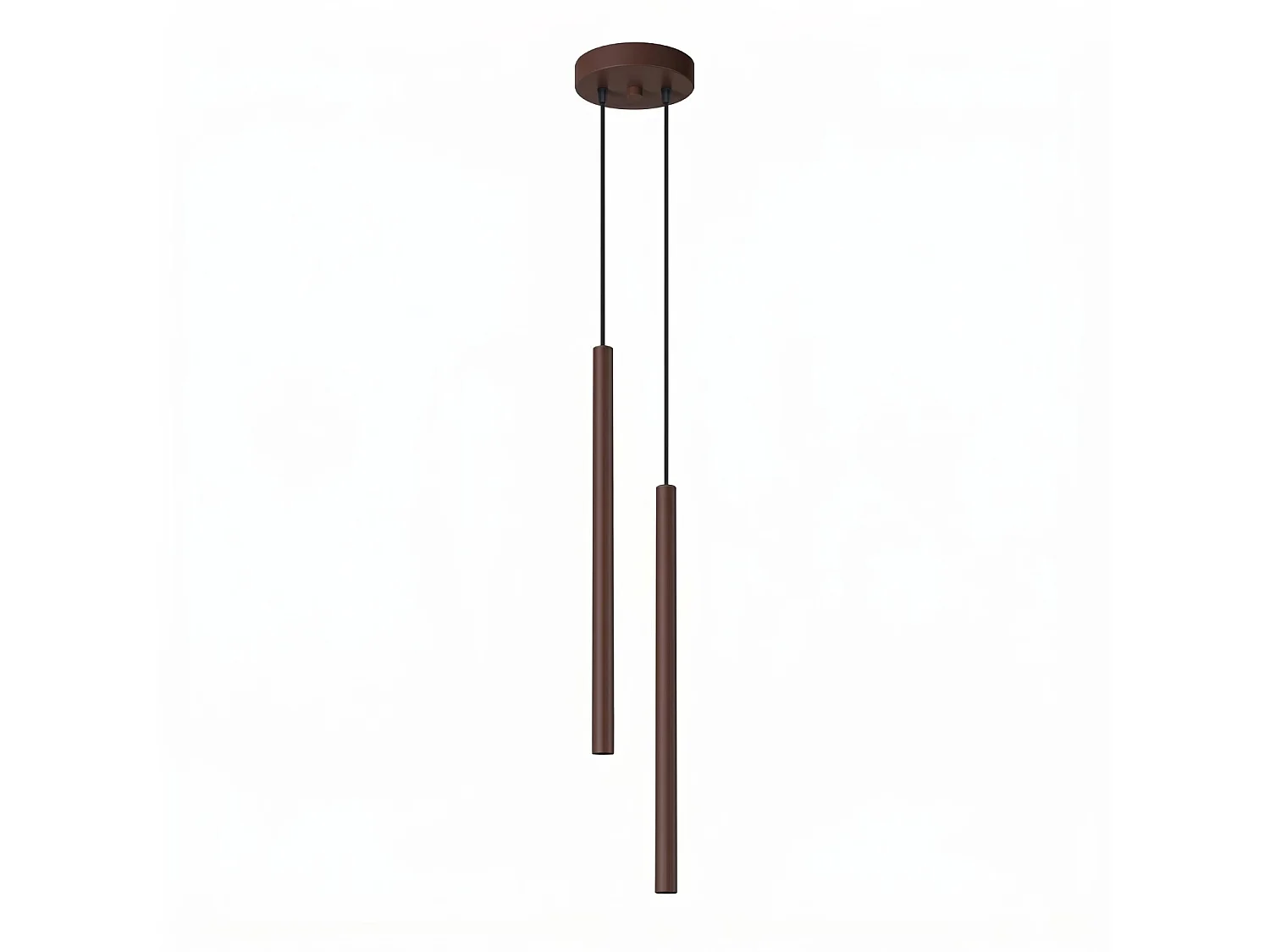 Lampe suspendue moderne en acier - 2 sources lumineuses - L.15 x H.118 cm - marron