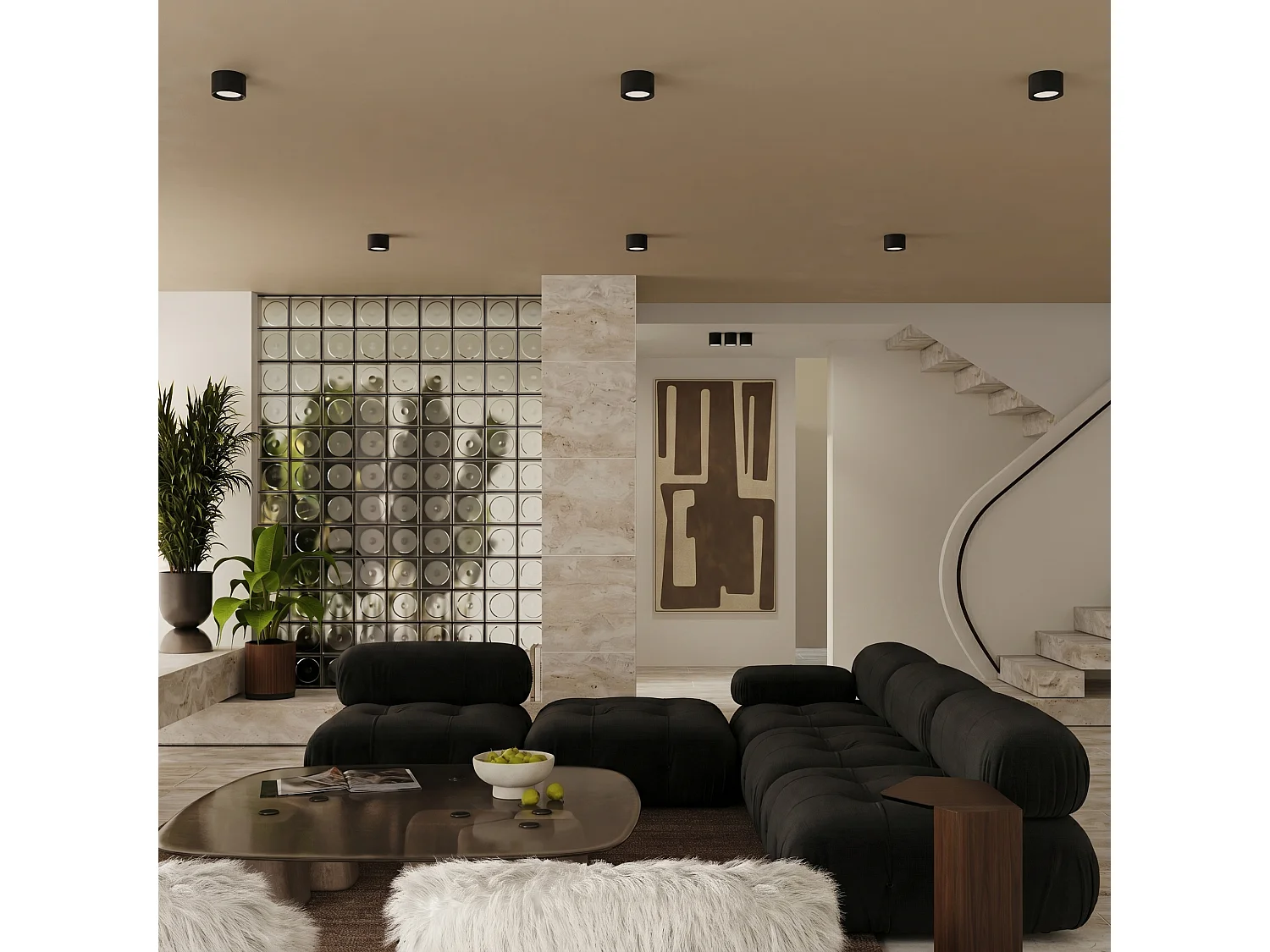 Plafonnier minimaliste en aluminium - 1 sources lumineuses - L.10 x H.6 cm - noir