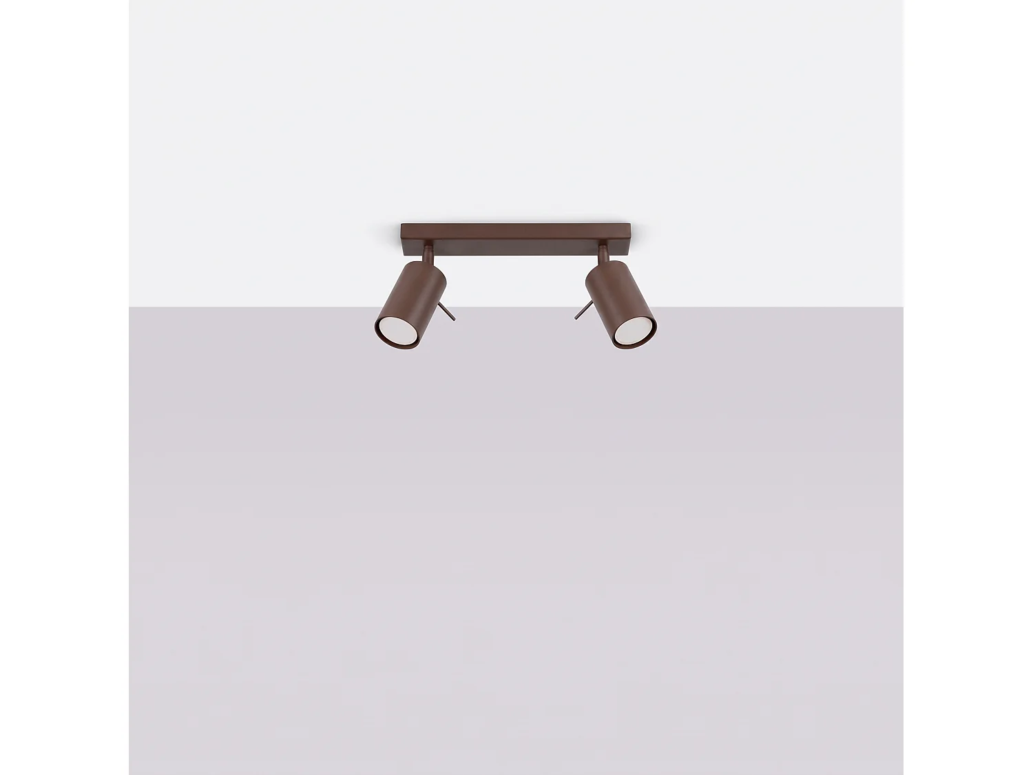 Plafonnier moderne en acier - 2 sources lumineuses - L.30 x H.16 cm - marron