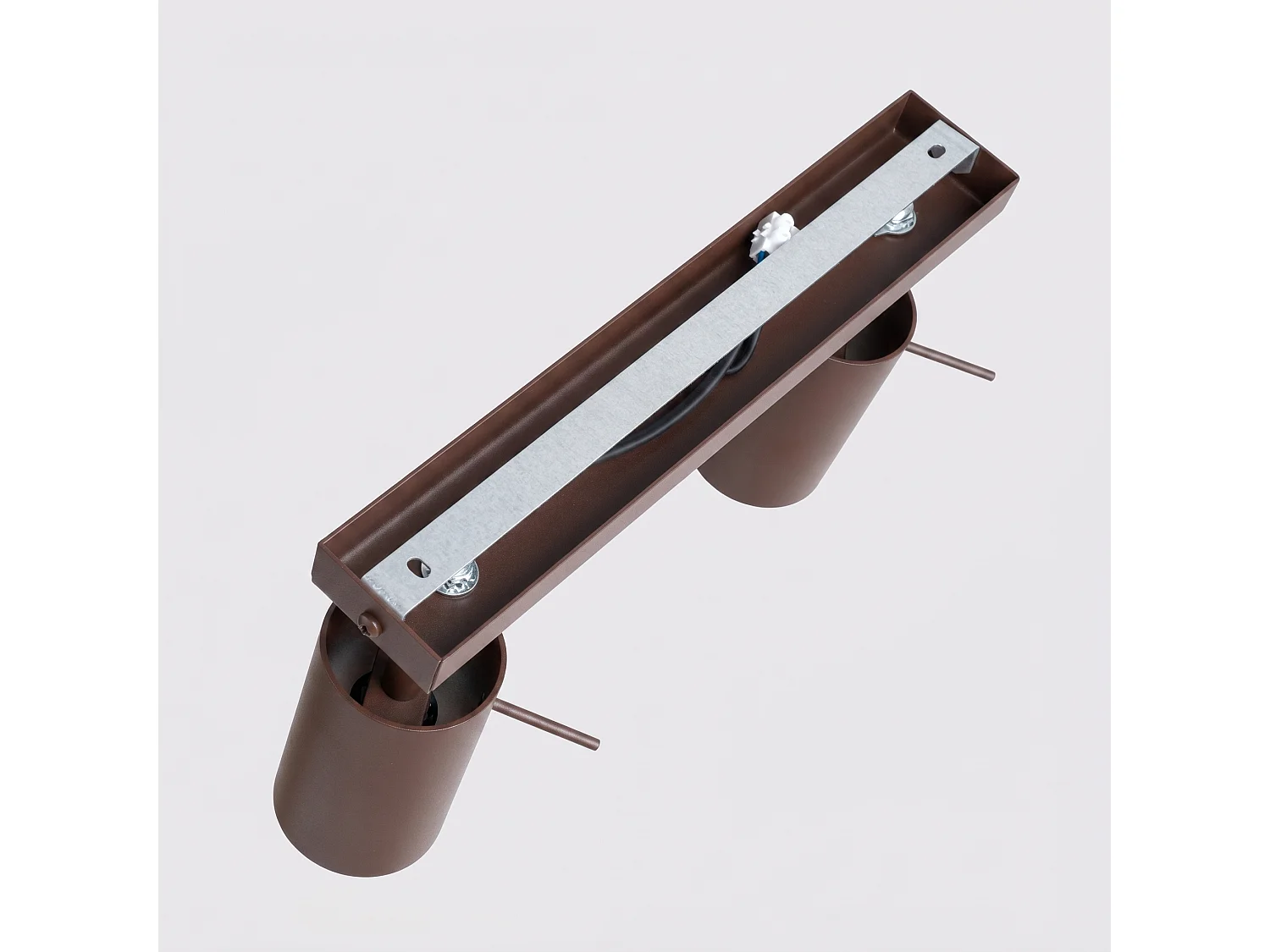 Plafonnier moderne en acier - 2 sources lumineuses - L.30 x H.16 cm - marron