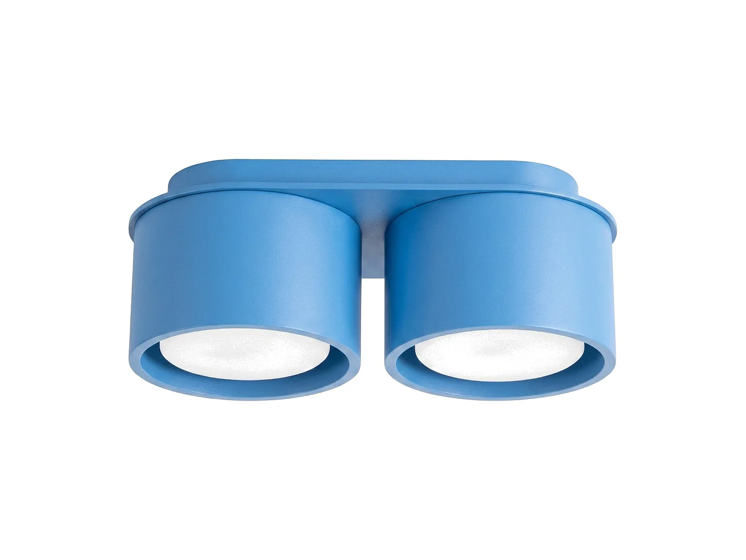 Plafonnier minimaliste en aluminium - 2 sources lumineuses - L.21 x H.8 cm - bleu clair
