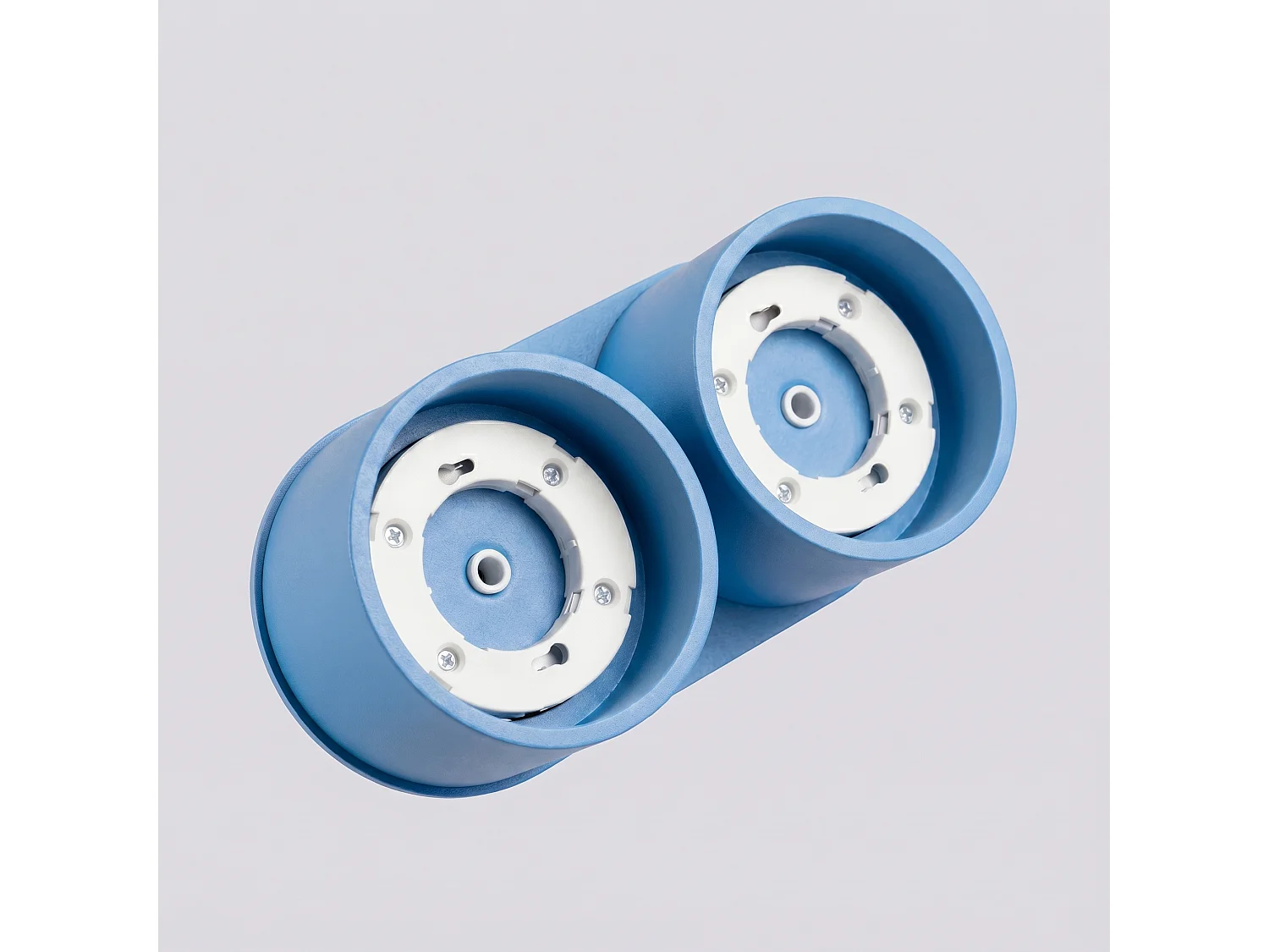 Plafonnier minimaliste en aluminium - 2 sources lumineuses - L.21 x H.8 cm - bleu clair