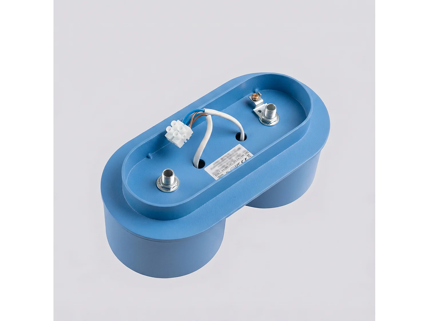 Plafonnier minimaliste en aluminium - 2 sources lumineuses - L.21 x H.8 cm - bleu clair