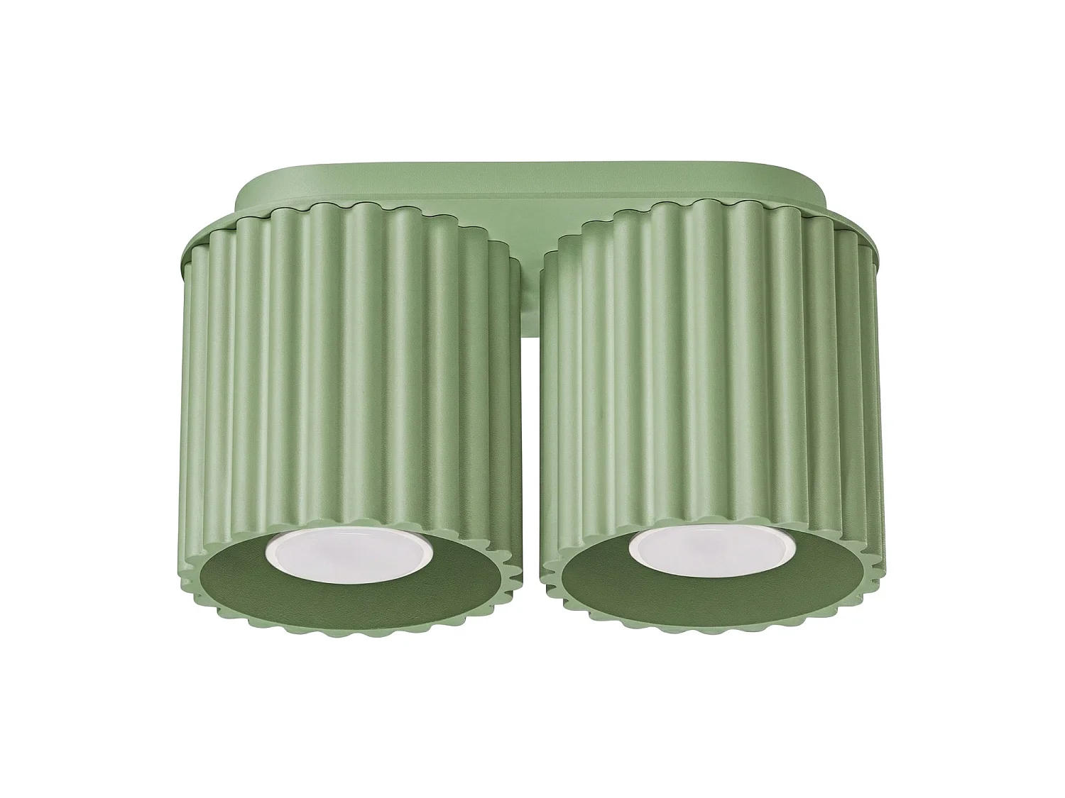 Plafonnier minimaliste en aluminium - 2 sources lumineuses - L.21 x H.12 cm - sauge