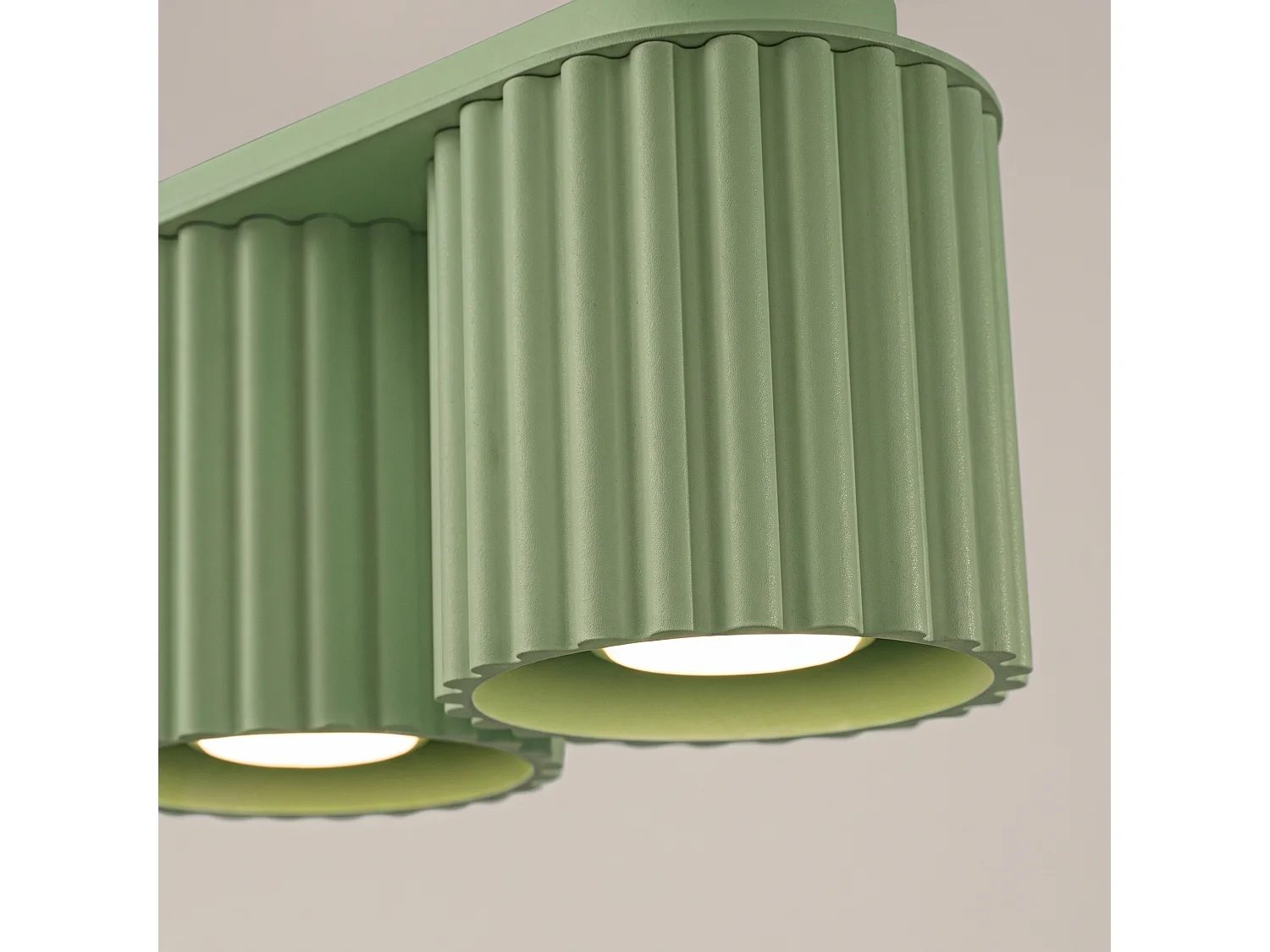 Plafonnier minimaliste en aluminium - 2 sources lumineuses - L.21 x H.12 cm - sauge