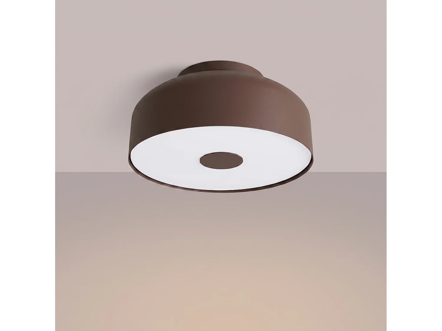 Plafonnier moderne en acier/PVC - 4 sources lumineuses - L.30 x H.15 cm - marron