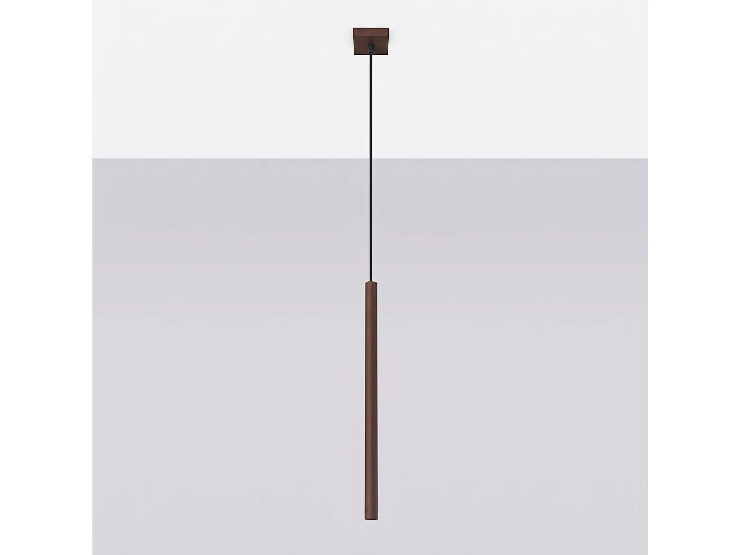 Lampe suspendue moderne en acier - 1 sources lumineuses - L.8 x H.120 cm - marron