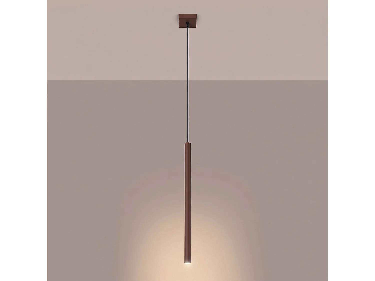 Lampe suspendue moderne en acier - 1 sources lumineuses - L.8 x H.120 cm - marron
