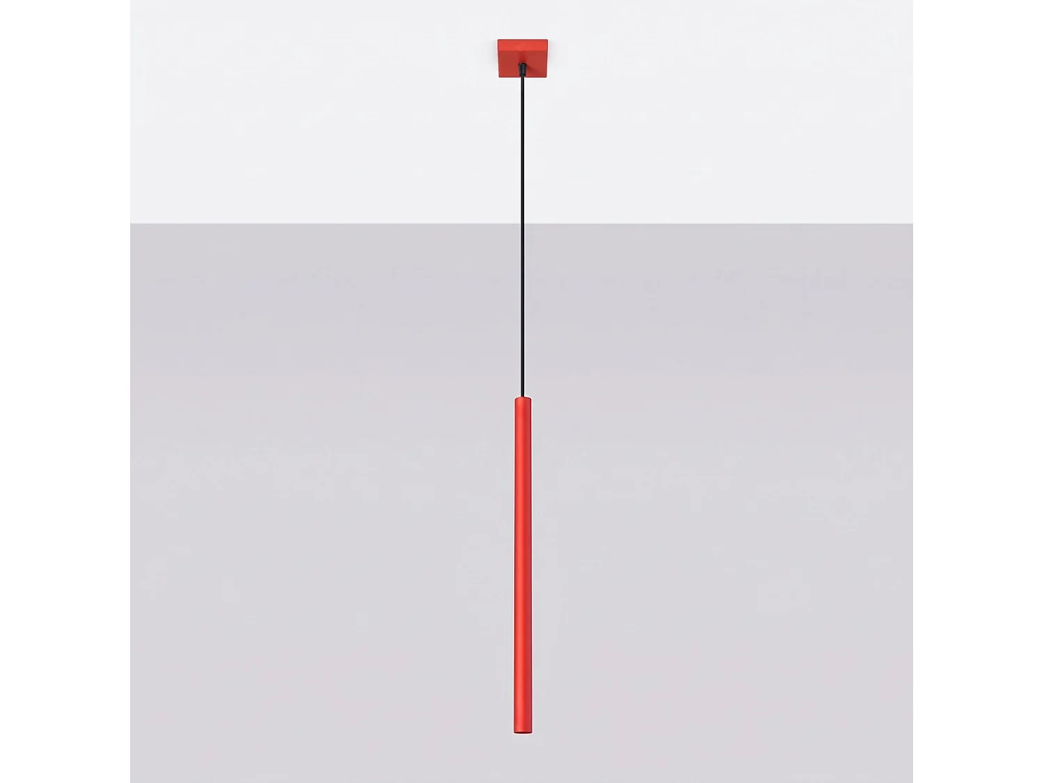 Lampe suspendue moderne en acier - 1 sources lumineuses - L.8 x H.120 cm - rouge