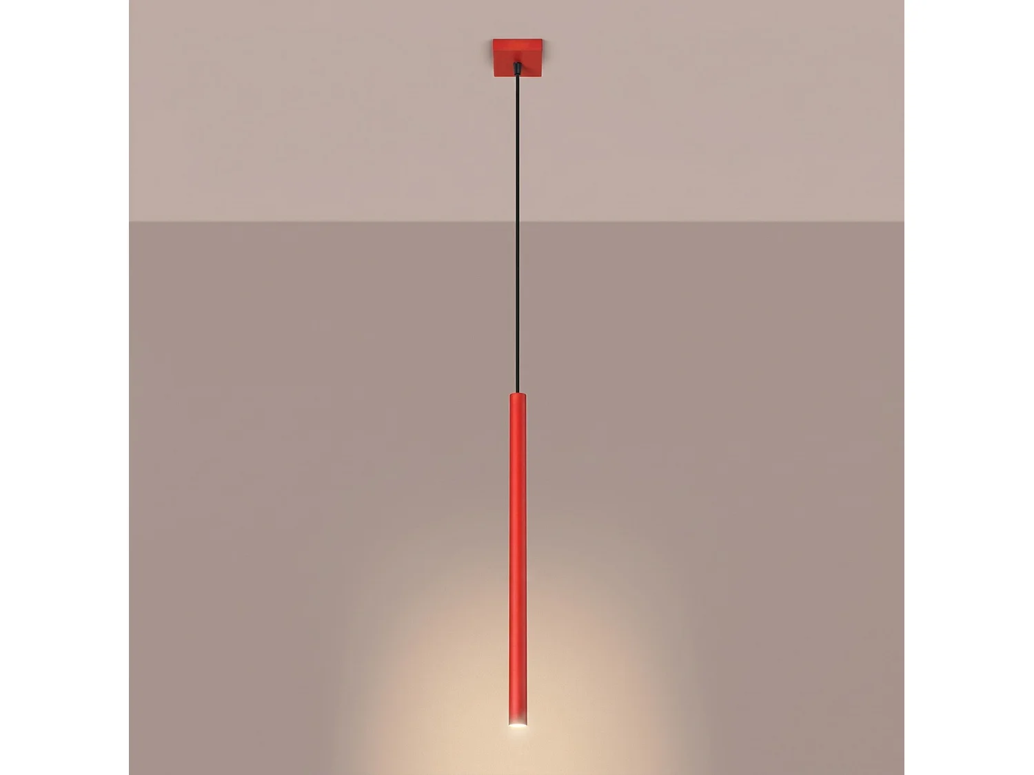Lampe suspendue moderne en acier - 1 sources lumineuses - L.8 x H.120 cm - rouge