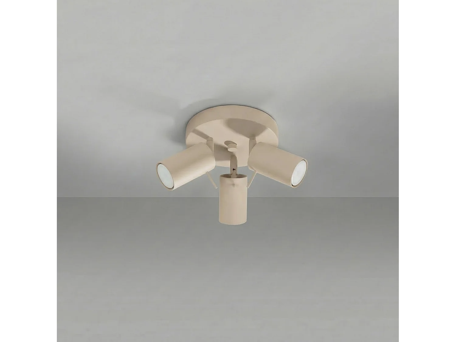 Plafonnier moderne en acier - 3 sources lumineuses - L.25,7 x H.14,5 cm - taupe