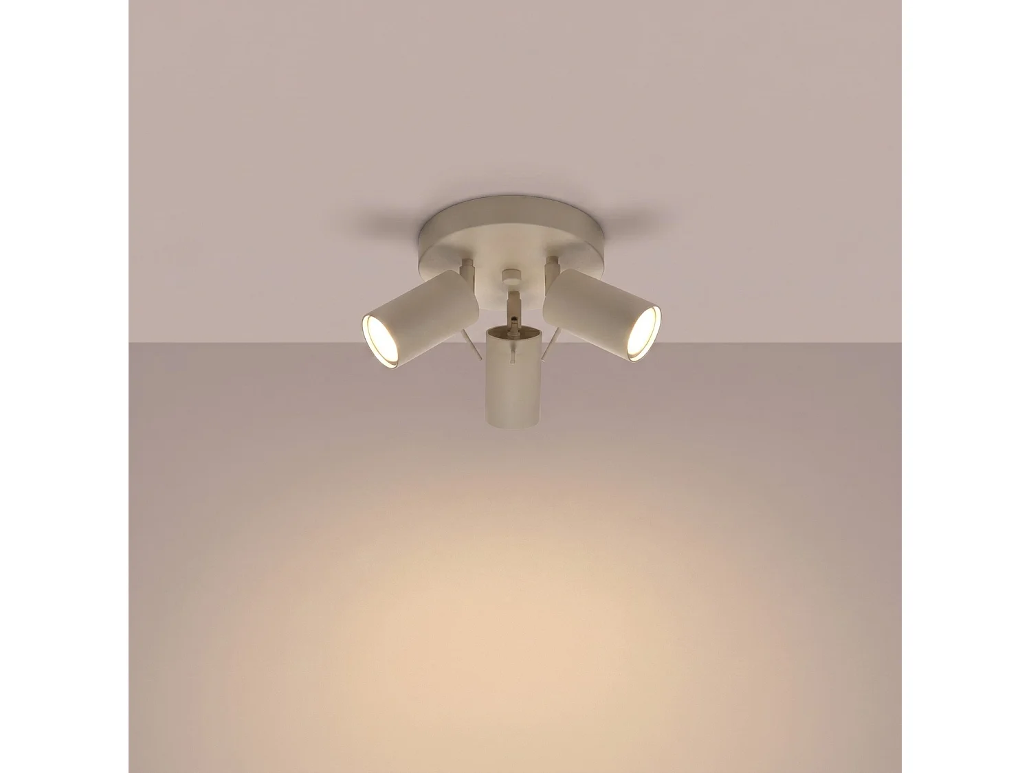 Plafonnier moderne en acier - 3 sources lumineuses - L.25,7 x H.14,5 cm - taupe