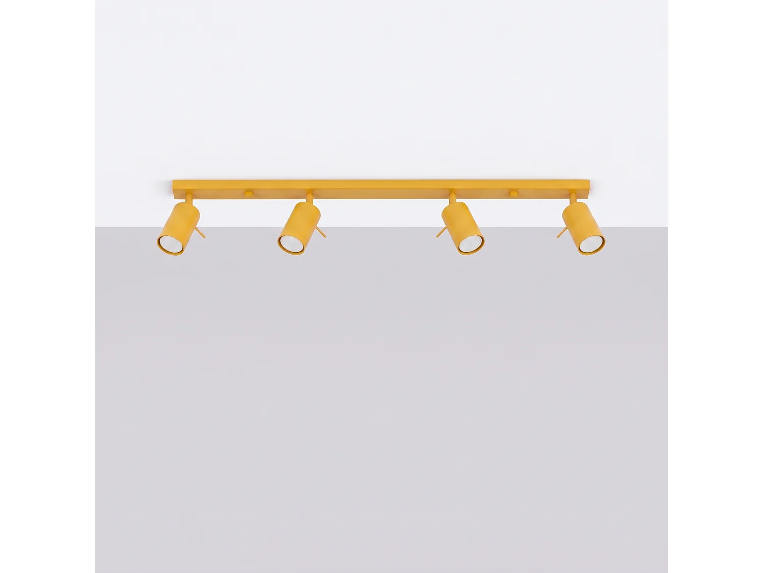 Plafonnier moderne en acier - 4 sources lumineuses - L.80 x H.16 cm - jaune