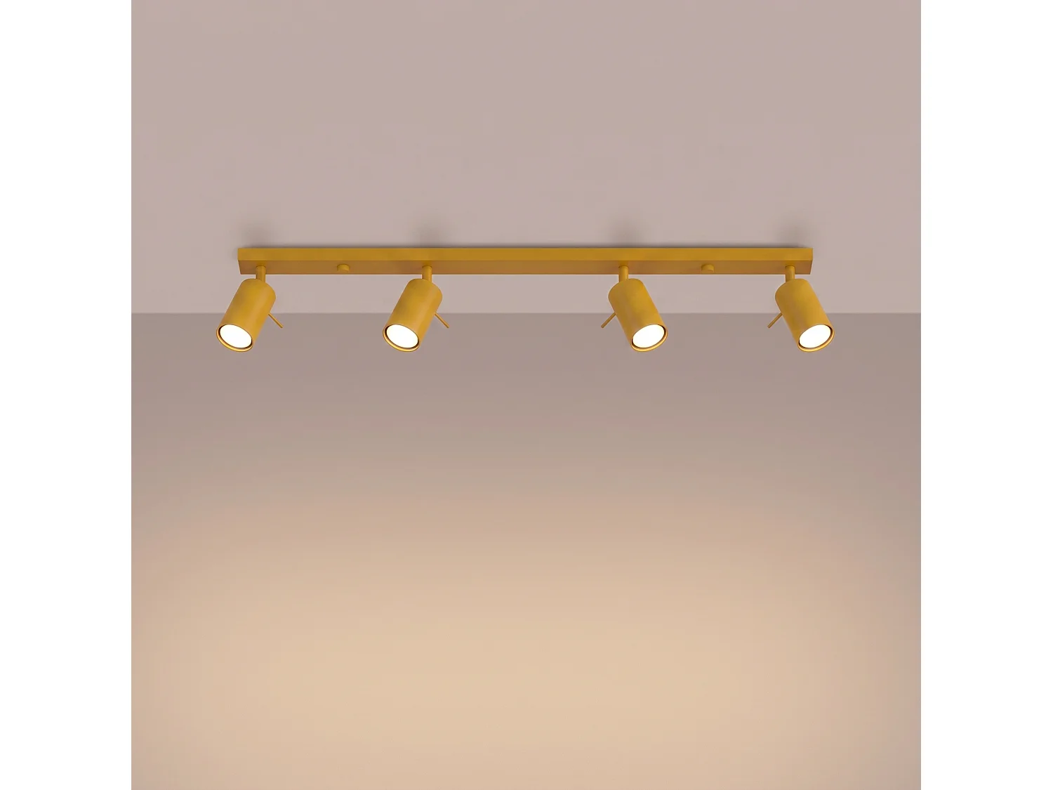 Plafonnier moderne en acier - 4 sources lumineuses - L.80 x H.16 cm - jaune