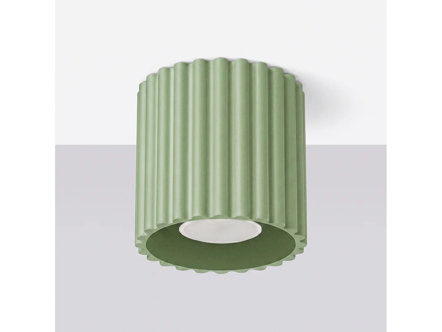 Plafonnier minimaliste en aluminium - 1 sources lumineuses - L.10 x H.10 cm - sauge