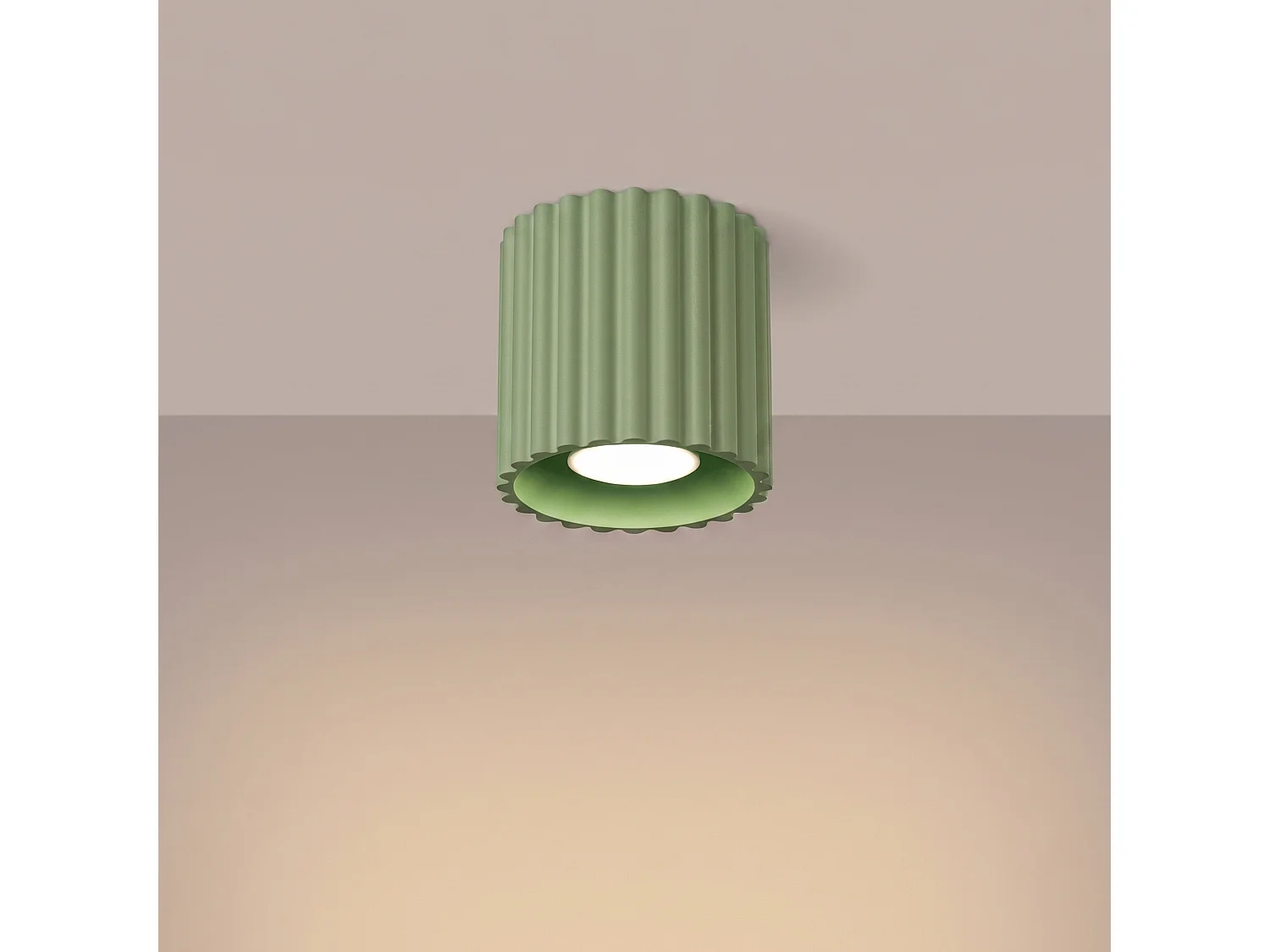 Plafonnier minimaliste en aluminium - 1 sources lumineuses - L.10 x H.10 cm - sauge