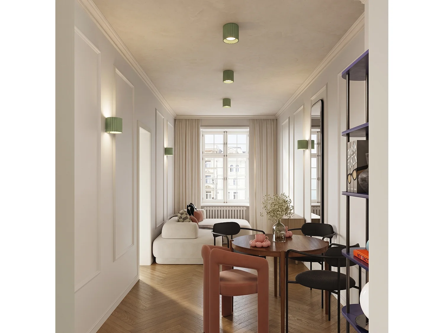 Plafonnier minimaliste en aluminium - 1 sources lumineuses - L.10 x H.10 cm - sauge