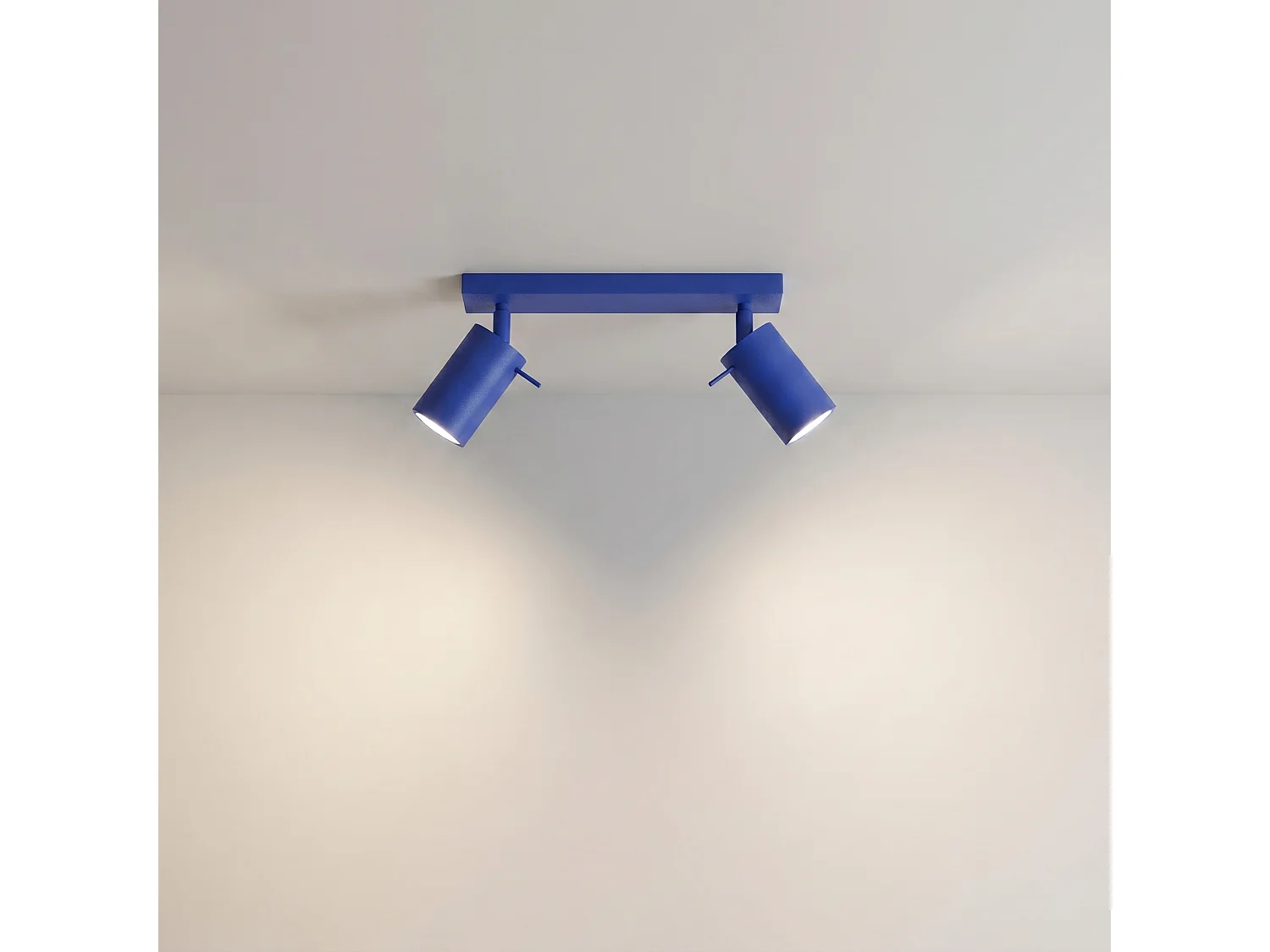 Plafonnier moderne en acier - 2 sources lumineuses - L.30 x H.16 cm - outremer