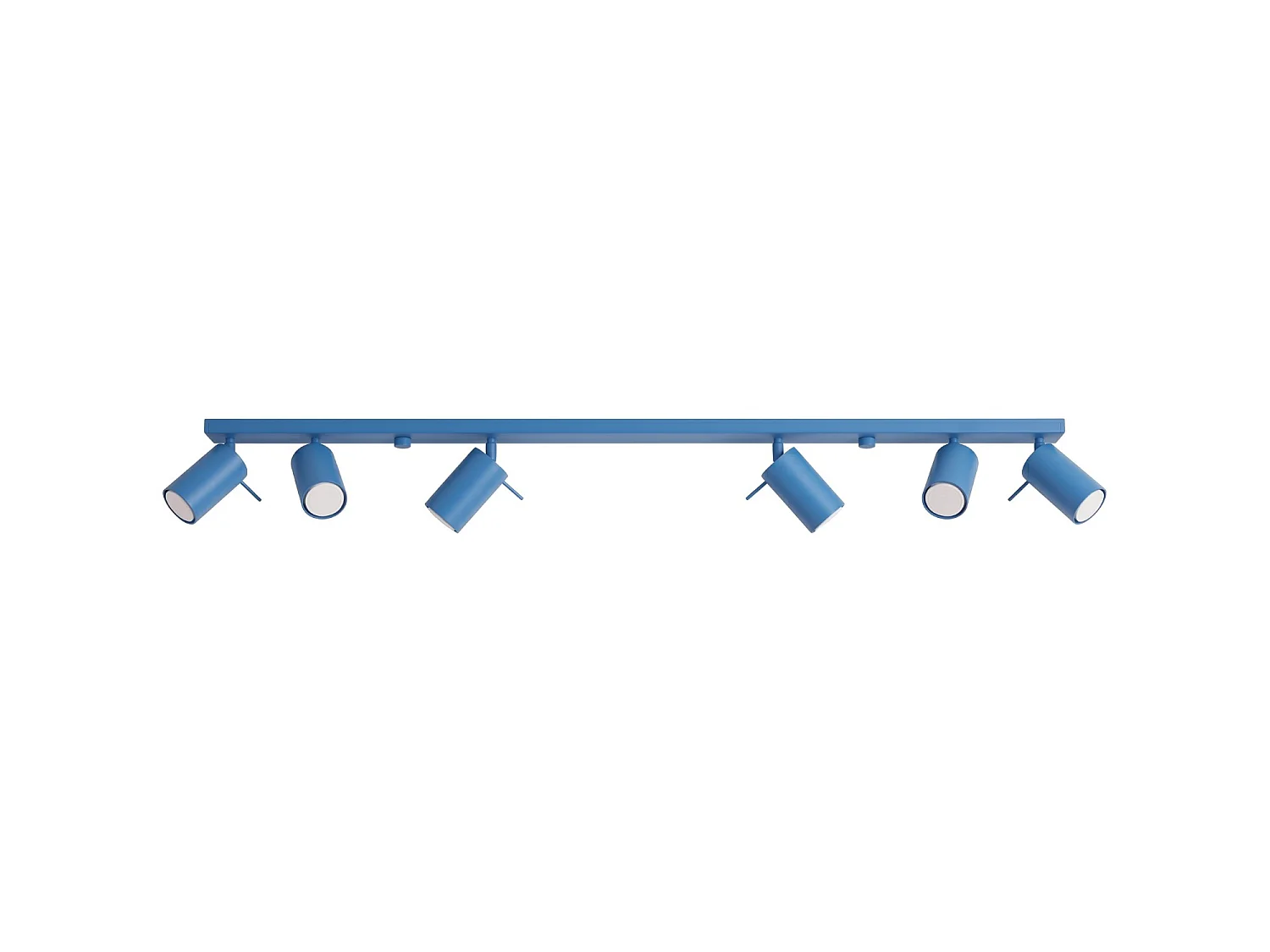 Plafonnier moderne en acier - 6 sources lumineuses - L.118 x H.16 cm - bleu clair