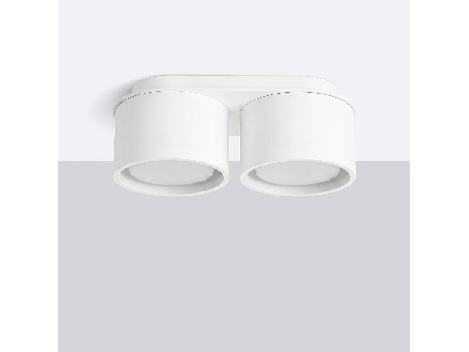 Plafonnier minimaliste en aluminium - 2 sources lumineuses - L.21 x H.8 cm - blanc