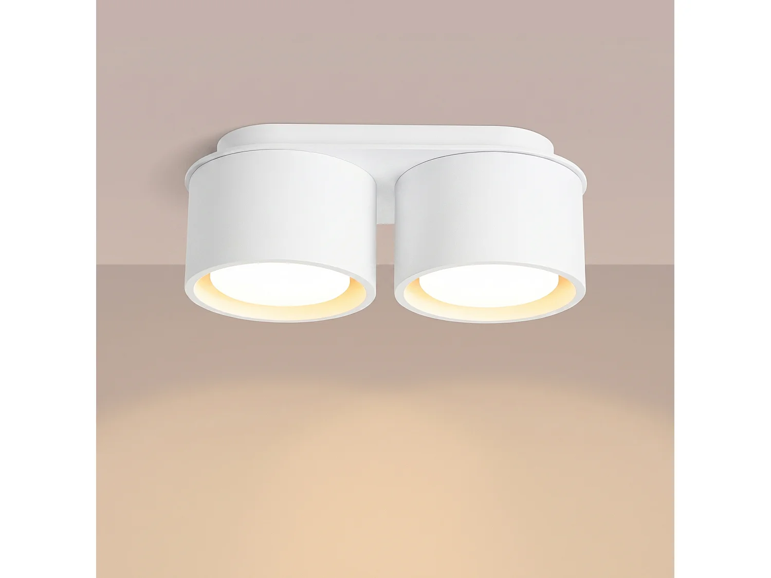 Plafonnier minimaliste en aluminium - 2 sources lumineuses - L.21 x H.8 cm - blanc
